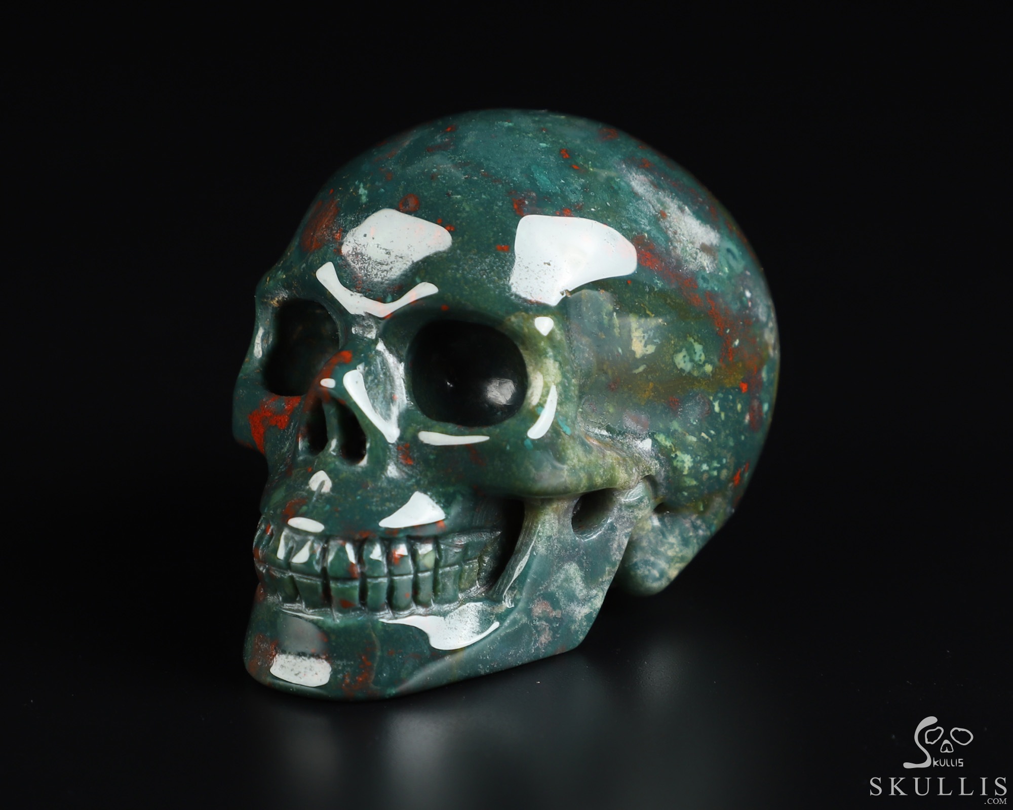 2.0" Bloodstone Hand Carved Crystal Skull, Realistic, Crystal Healing 2.0" Bloodstone Hand Carved Crystal Skull, Realistic, Crystal Healing