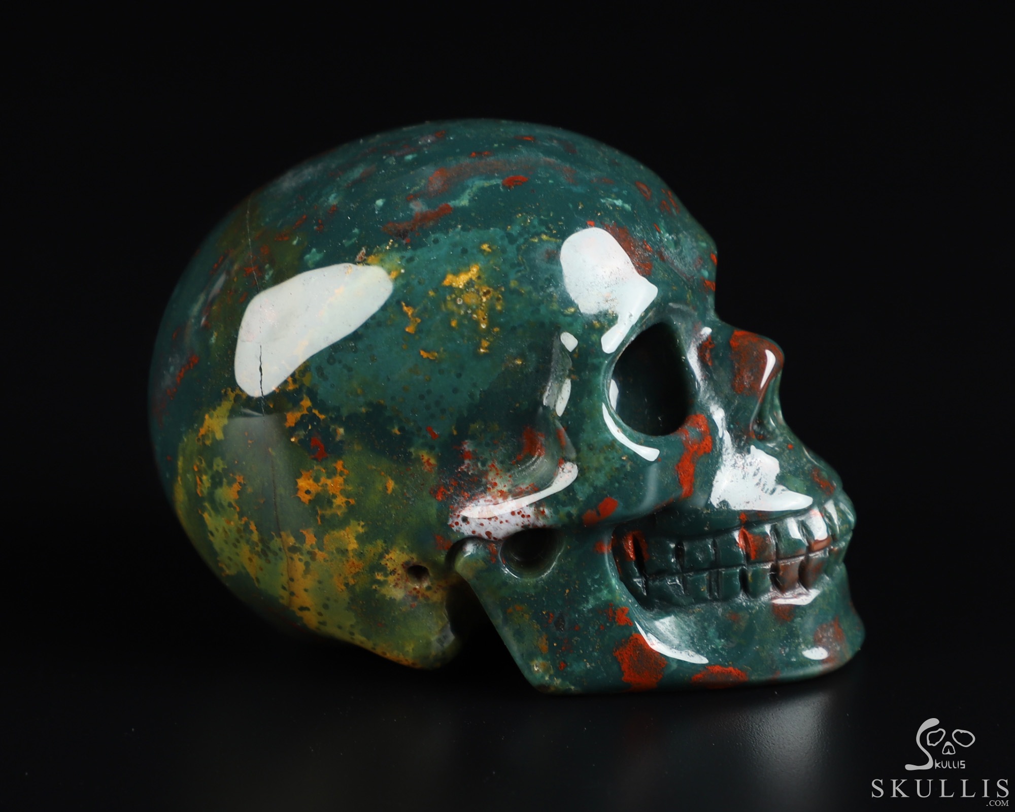 2.0" Bloodstone Hand Carved Crystal Skull, Realistic, Crystal Healing 2.0" Bloodstone Hand Carved Crystal Skull, Realistic, Crystal Healing