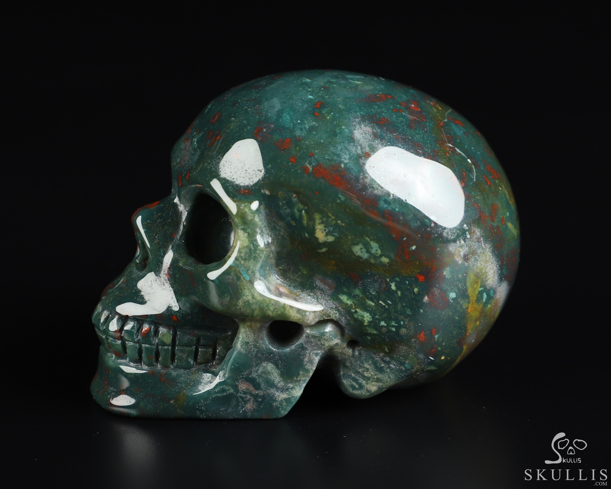 2.0" Bloodstone Hand Carved Crystal Skull, Realistic, Crystal Healing 2.0" Bloodstone Hand Carved Crystal Skull, Realistic, Crystal Healing