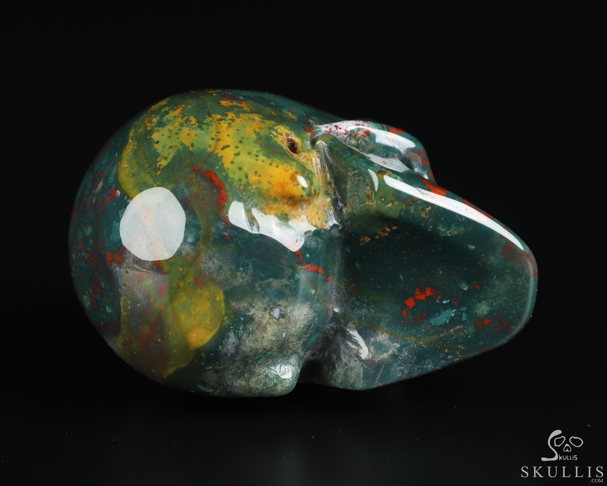 2.0" Bloodstone Hand Carved Crystal Skull, Realistic, Crystal Healing 2.0" Bloodstone Hand Carved Crystal Skull, Realistic, Crystal Healing