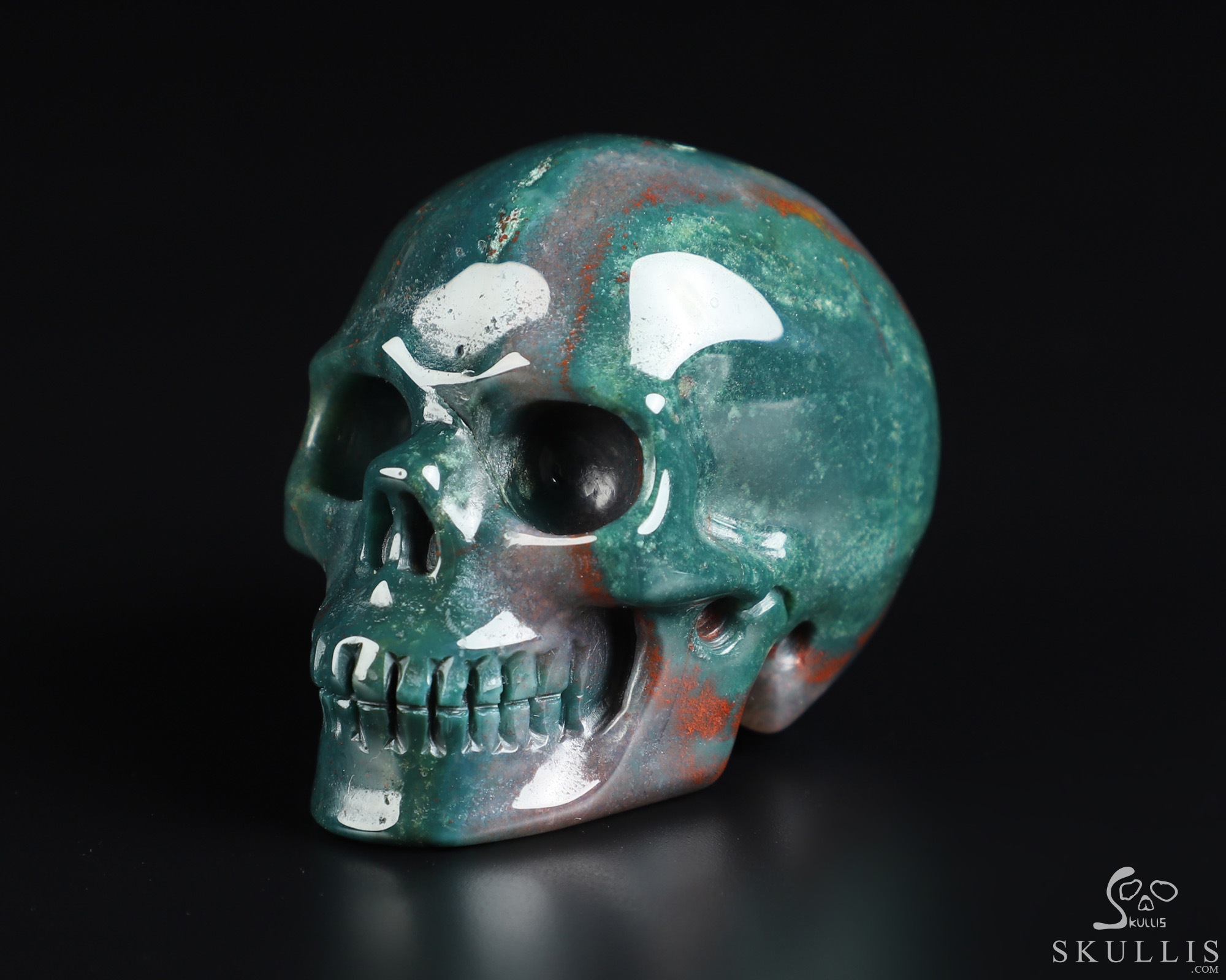 2.0" Bloodstone Hand Carved Crystal Skull, Realistic, Crystal Healing 2.0" Bloodstone Hand Carved Crystal Skull, Realistic, Crystal Healing