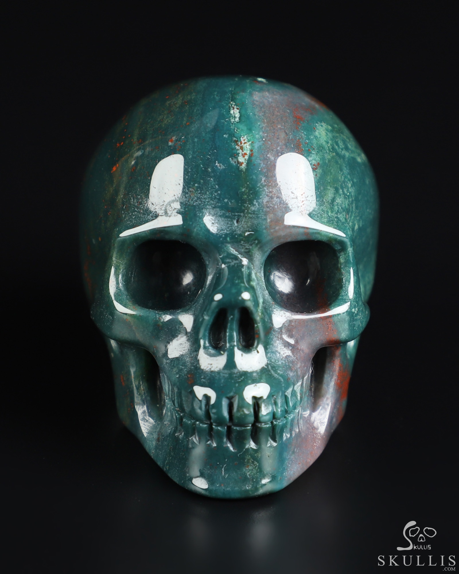 2.0" Bloodstone Hand Carved Crystal Skull, Realistic, Crystal Healing 2.0" Bloodstone Hand Carved Crystal Skull, Realistic, Crystal Healing