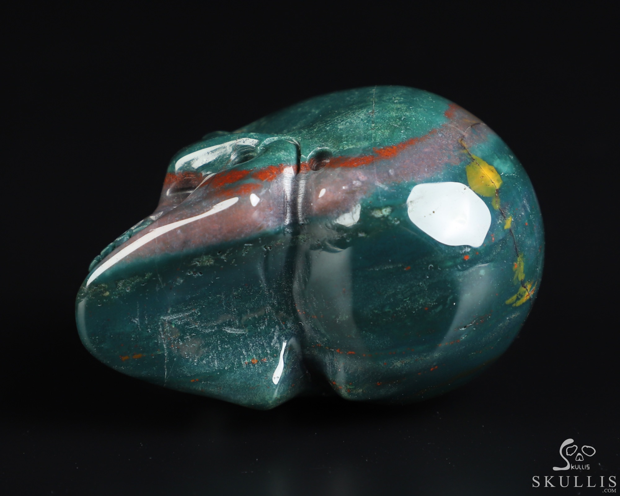 2.0" Bloodstone Hand Carved Crystal Skull, Realistic, Crystal Healing 2.0" Bloodstone Hand Carved Crystal Skull, Realistic, Crystal Healing