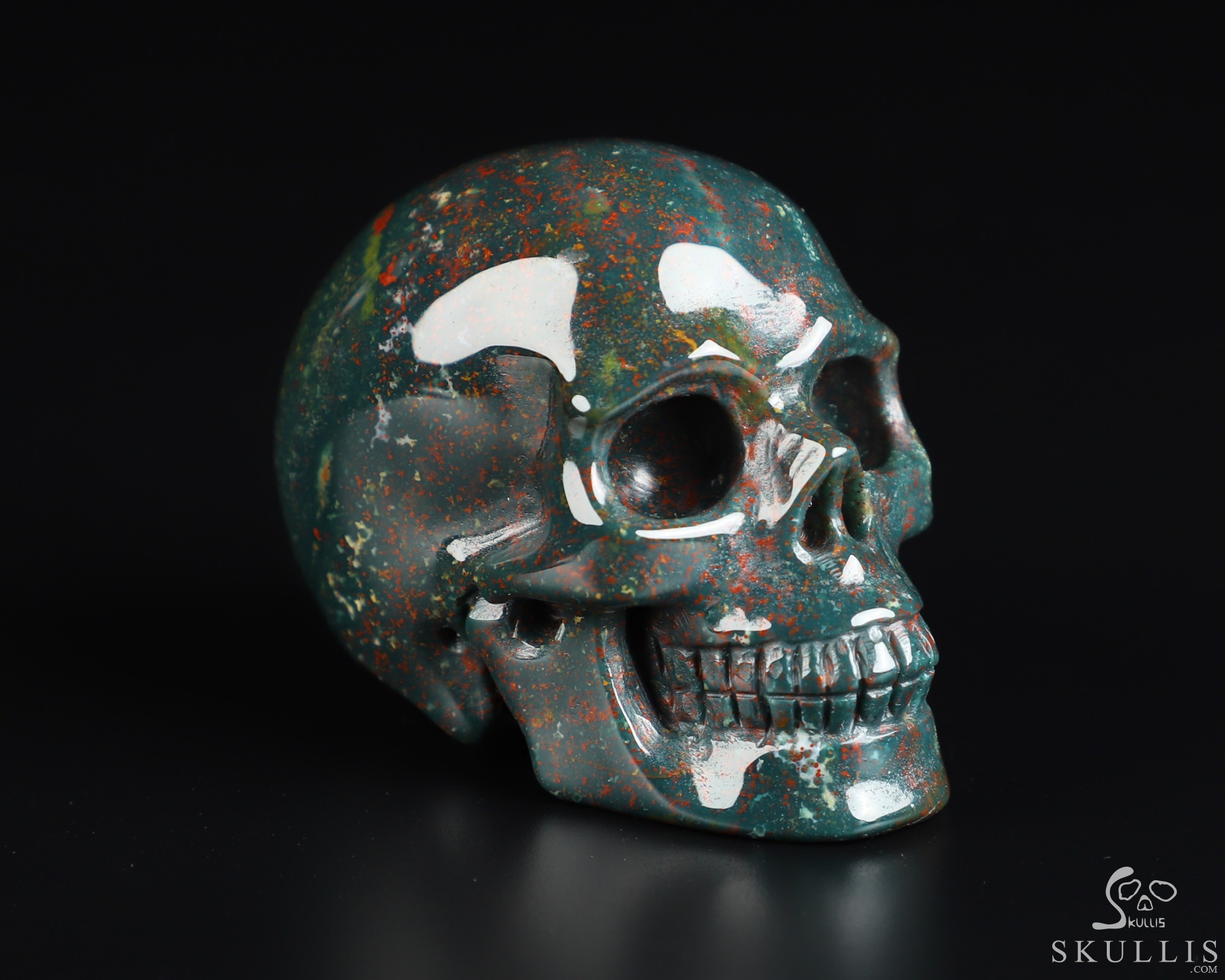 2.0" Bloodstone Hand Carved Crystal Skull, Realistic, Crystal Healing 2.0" Bloodstone Hand Carved Crystal Skull, Realistic, Crystal Healing