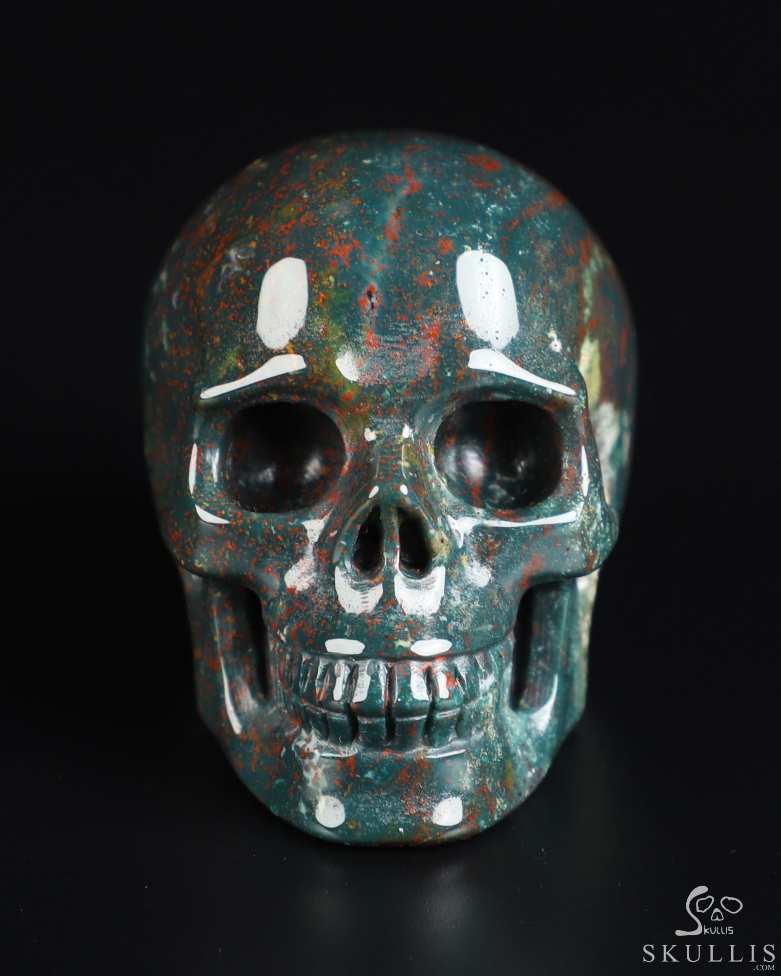 2.0" Bloodstone Hand Carved Crystal Skull, Realistic, Crystal Healing 2.0" Bloodstone Hand Carved Crystal Skull, Realistic, Crystal Healing