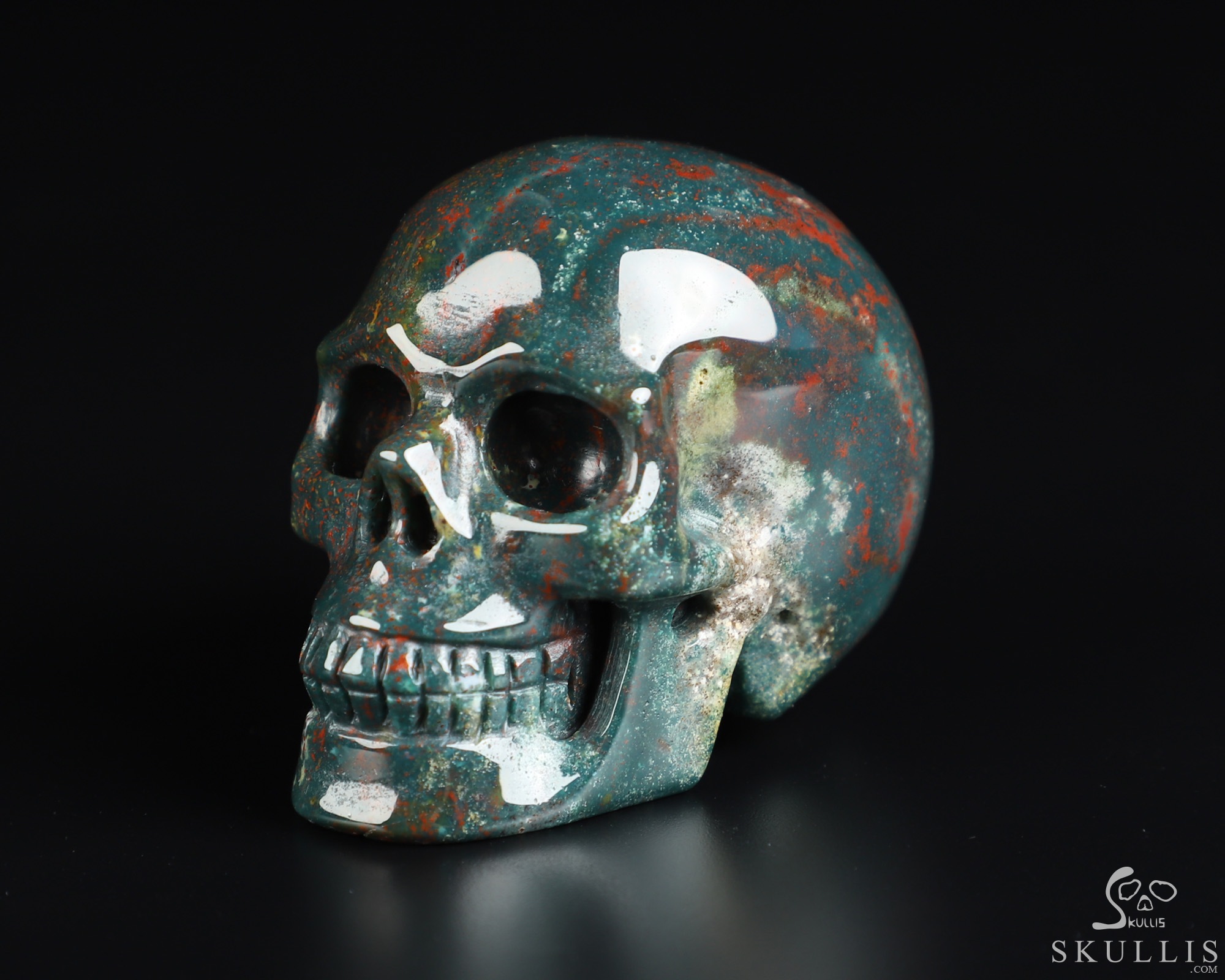 2.0" Bloodstone Hand Carved Crystal Skull, Realistic, Crystal Healing 2.0" Bloodstone Hand Carved Crystal Skull, Realistic, Crystal Healing