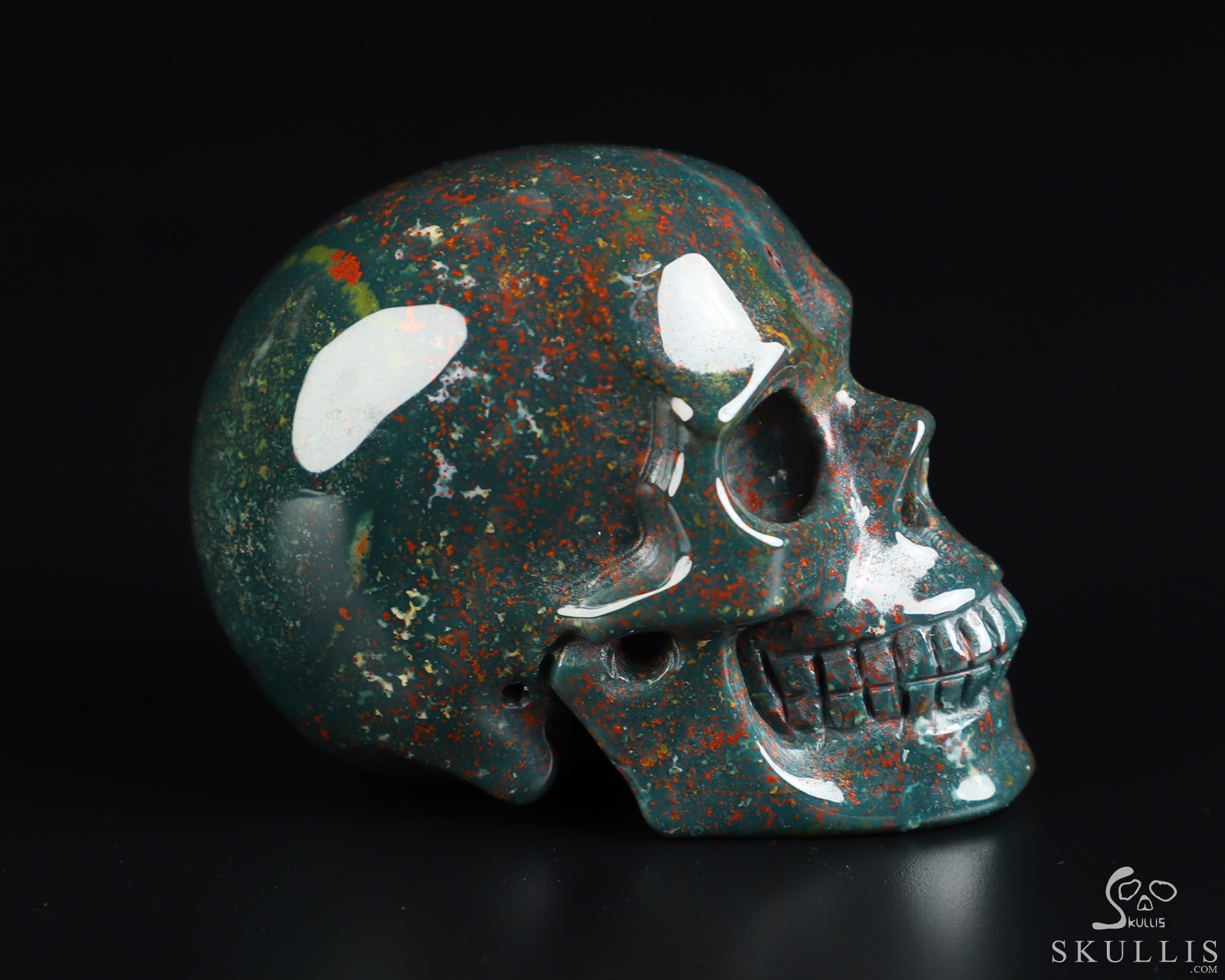 2.0" Bloodstone Hand Carved Crystal Skull, Realistic, Crystal Healing 2.0" Bloodstone Hand Carved Crystal Skull, Realistic, Crystal Healing