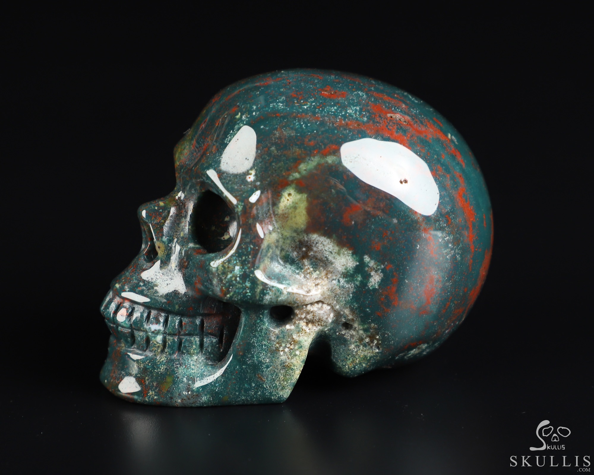 2.0" Bloodstone Hand Carved Crystal Skull, Realistic, Crystal Healing 2.0" Bloodstone Hand Carved Crystal Skull, Realistic, Crystal Healing