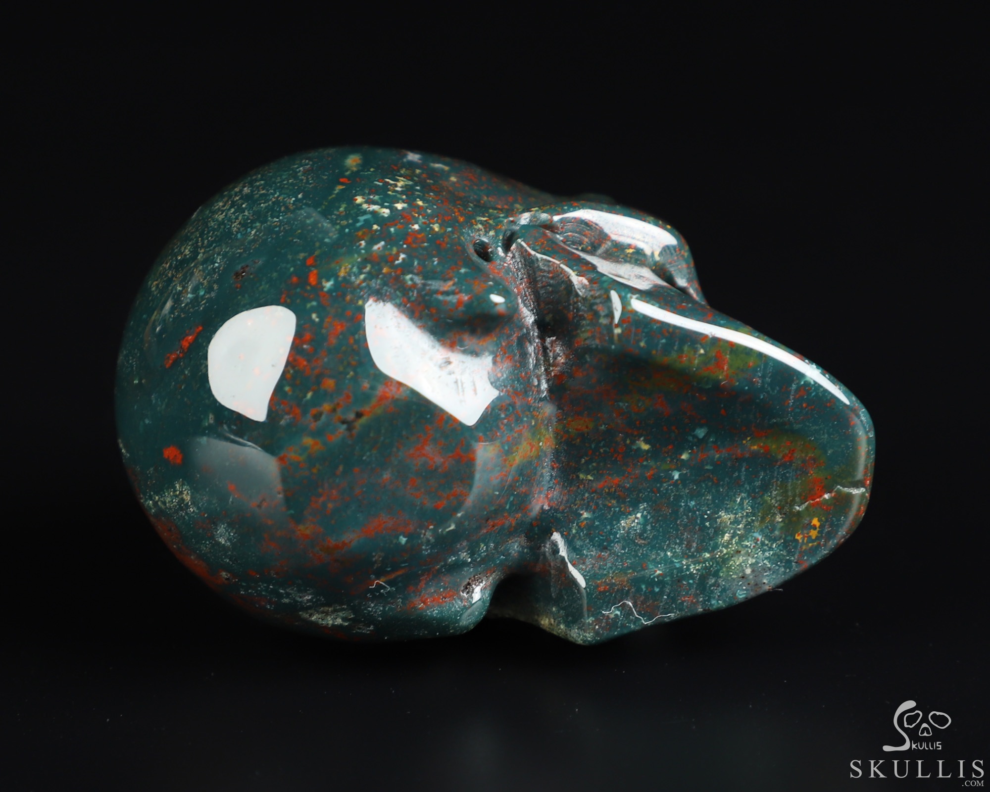 2.0" Bloodstone Hand Carved Crystal Skull, Realistic, Crystal Healing 2.0" Bloodstone Hand Carved Crystal Skull, Realistic, Crystal Healing