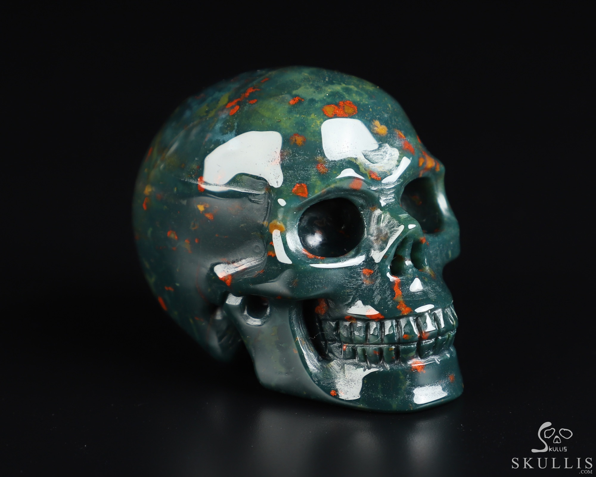 2.0" Bloodstone Hand Carved Crystal Skull, Realistic, Crystal Healing 2.0" Bloodstone Hand Carved Crystal Skull, Realistic, Crystal Healing