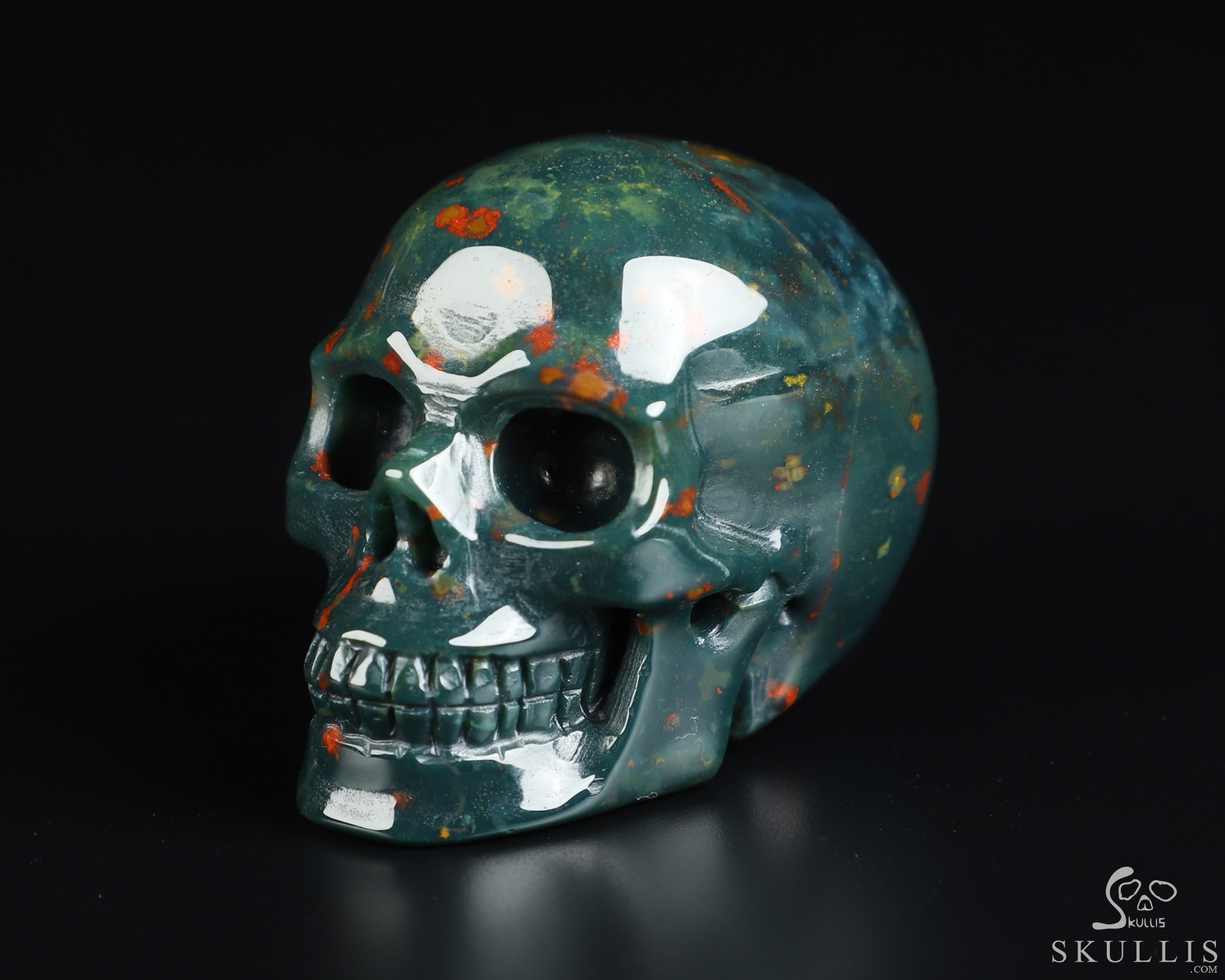 2.0" Bloodstone Hand Carved Crystal Skull, Realistic, Crystal Healing 2.0" Bloodstone Hand Carved Crystal Skull, Realistic, Crystal Healing