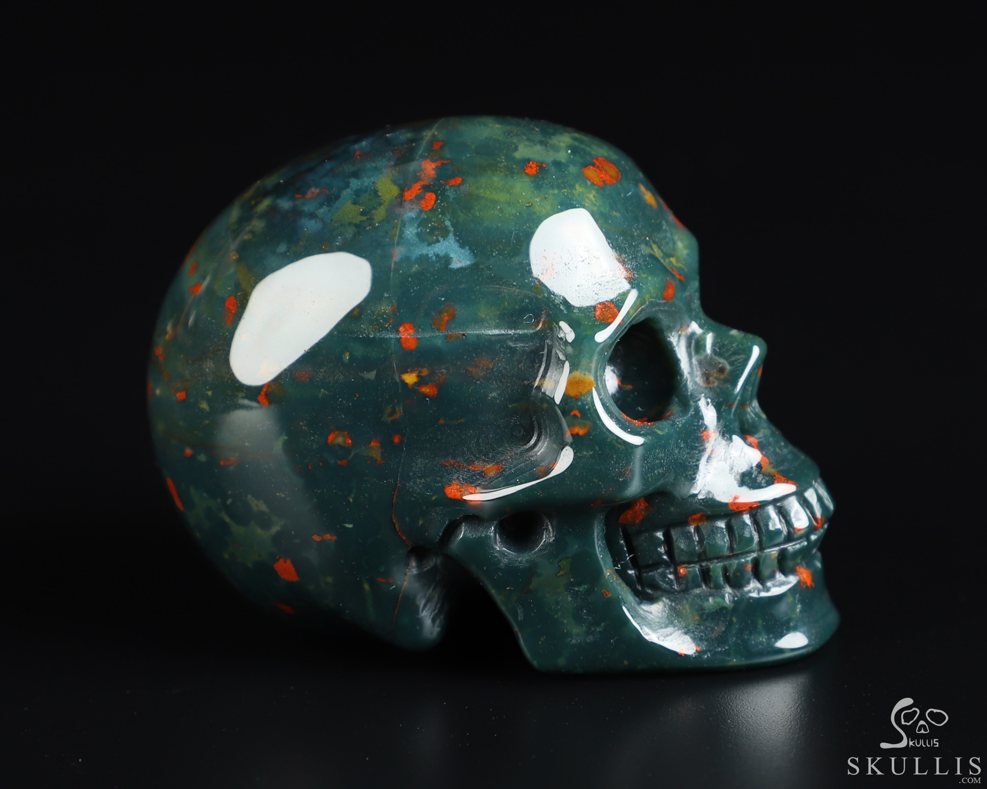 2.0" Bloodstone Hand Carved Crystal Skull, Realistic, Crystal Healing 2.0" Bloodstone Hand Carved Crystal Skull, Realistic, Crystal Healing
