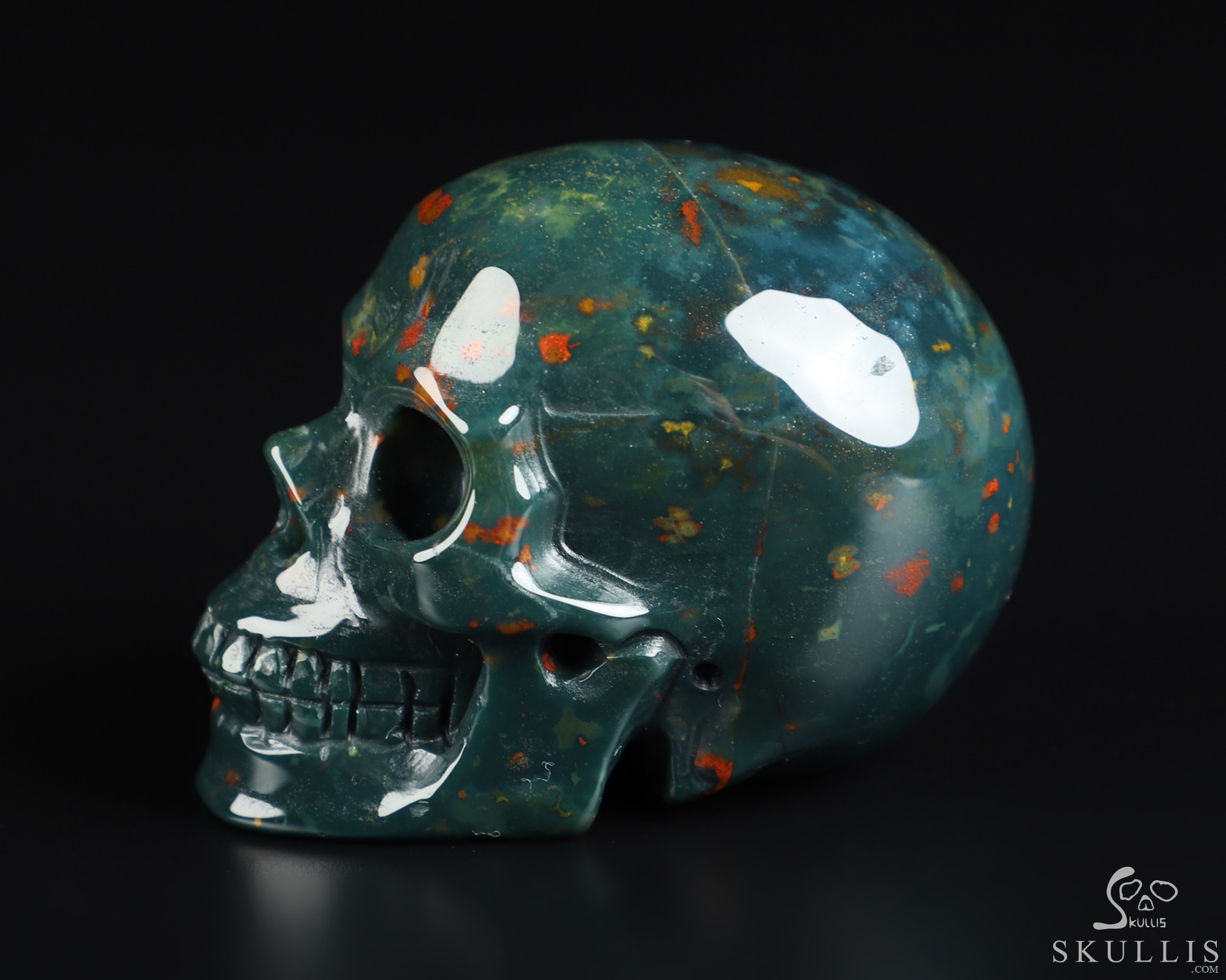 2.0" Bloodstone Hand Carved Crystal Skull, Realistic, Crystal Healing 2.0" Bloodstone Hand Carved Crystal Skull, Realistic, Crystal Healing