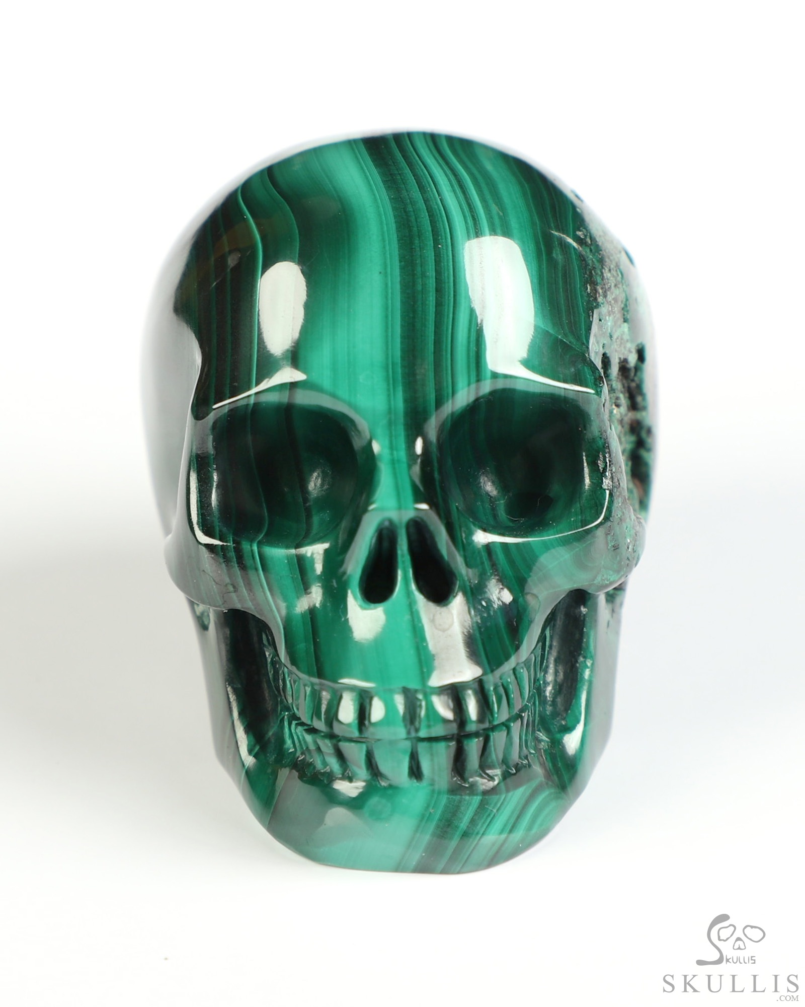 Gemstone 2.0" Malachite Hand Carved Crystal Skull, Realistic, Crystal Healing Gemstone 2.0" Malachite Hand Carved Crystal Skull, Realistic, Crystal Healing