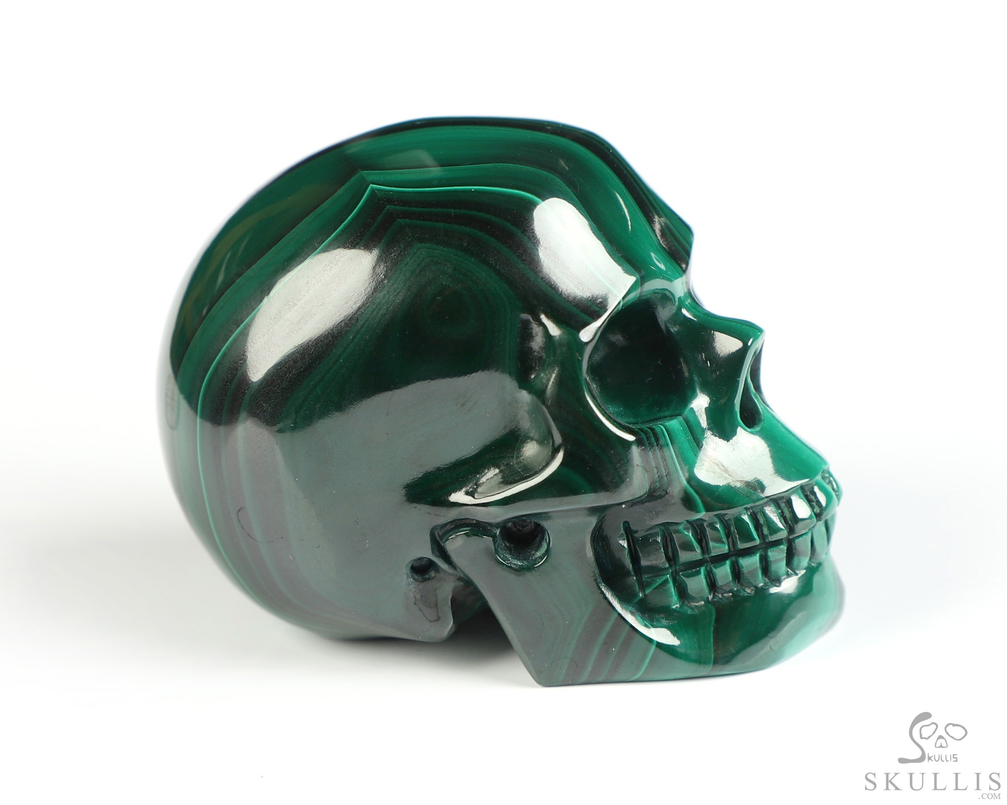 Gemstone 2.0" Malachite Hand Carved Crystal Skull, Realistic, Crystal Healing Gemstone 2.0" Malachite Hand Carved Crystal Skull, Realistic, Crystal Healing