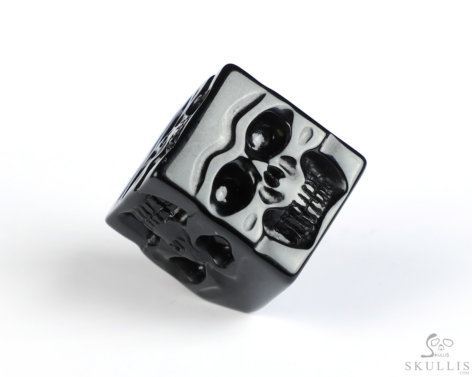 0.9" Black Obsidian Hand Carved Crystal Skull Cube Fine Art Sculpture, Crystal Healing 0.9" Black Obsidian Hand Carved Crystal Skull Cube Fine Art Sculpture, Crystal Healing