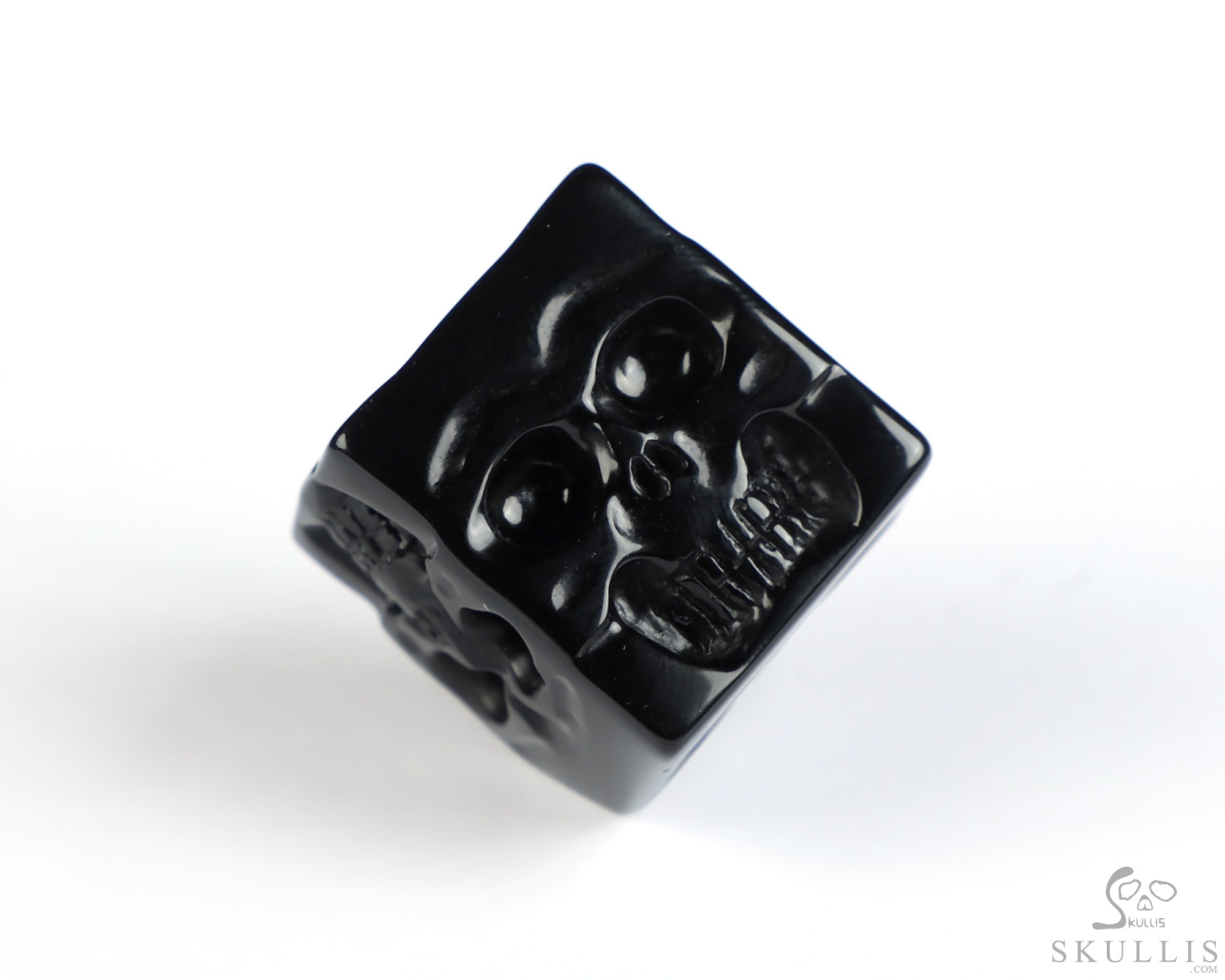 0.9" Black Obsidian Hand Carved Crystal Skull Cube Fine Art Sculpture, Crystal Healing 0.9" Black Obsidian Hand Carved Crystal Skull Cube Fine Art Sculpture, Crystal Healing