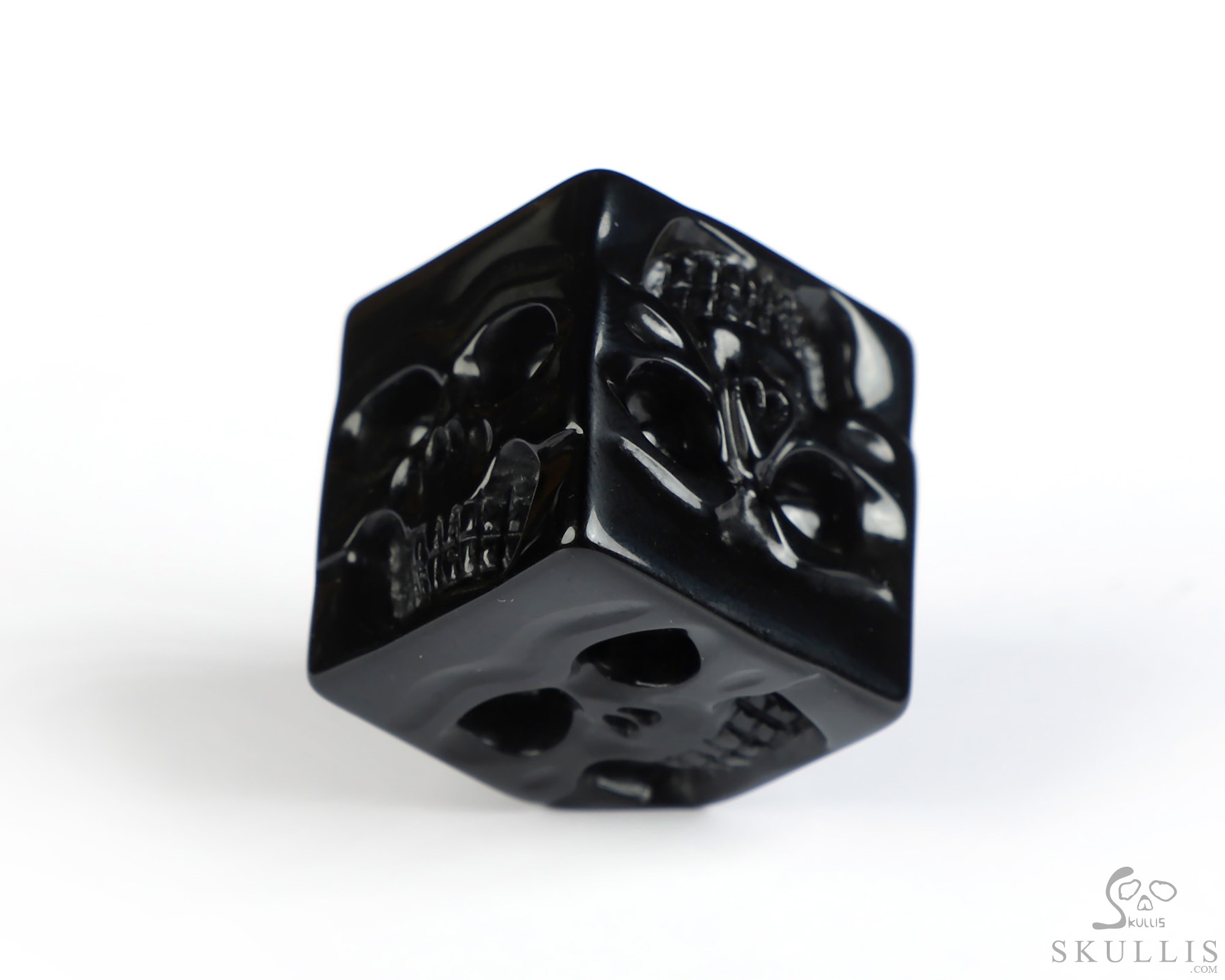 0.9" Black Obsidian Hand Carved Crystal Skull Cube Fine Art Sculpture, Crystal Healing 0.9" Black Obsidian Hand Carved Crystal Skull Cube Fine Art Sculpture, Crystal Healing