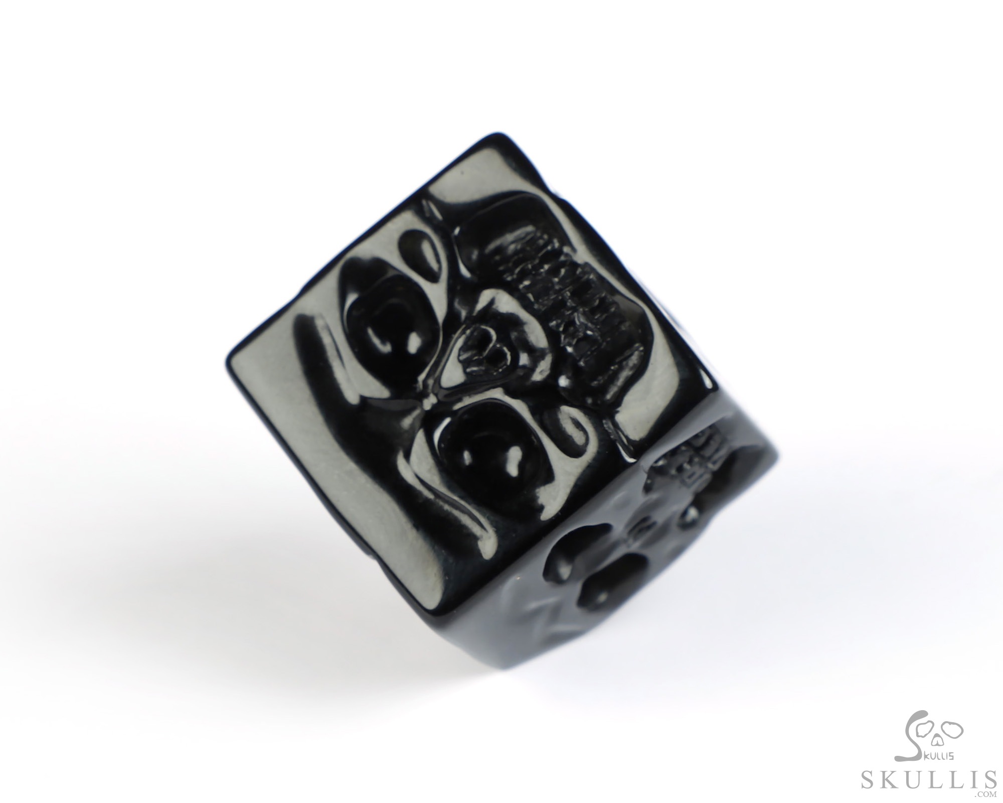 0.9" Black Obsidian Hand Carved Crystal Skull Cube Fine Art Sculpture, Crystal Healing 0.9" Black Obsidian Hand Carved Crystal Skull Cube Fine Art Sculpture, Crystal Healing