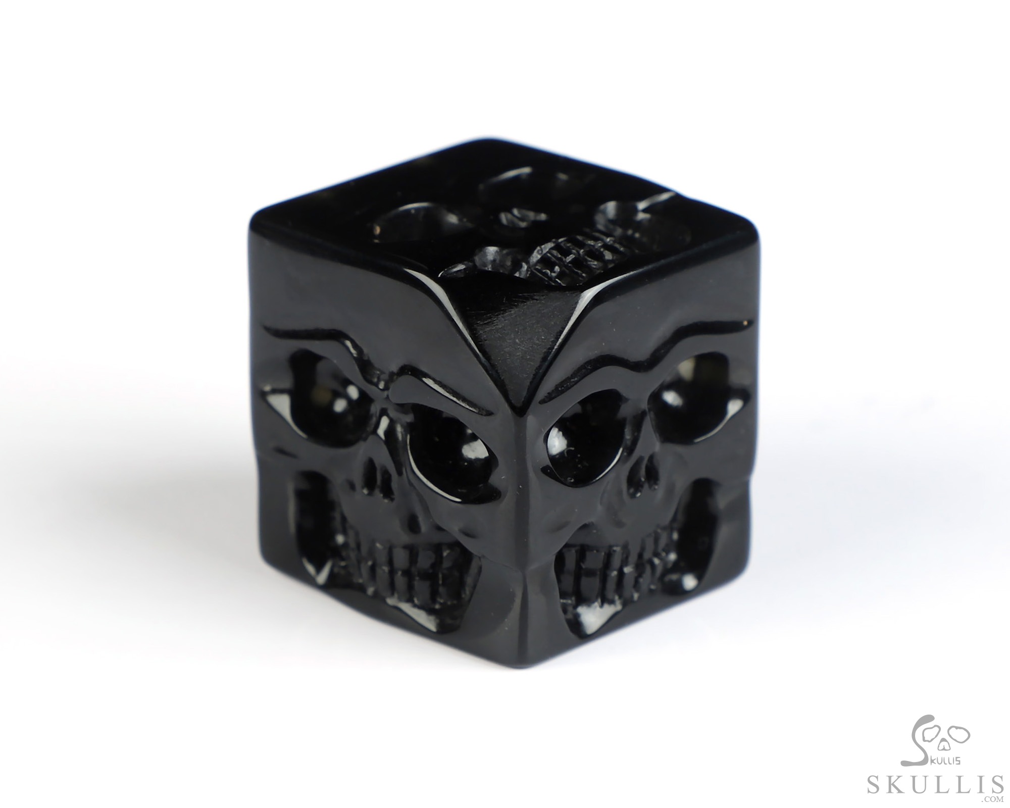 0.9" Black Obsidian Hand Carved Crystal Skull Cube Fine Art Sculpture, Crystal Healing 0.9" Black Obsidian Hand Carved Crystal Skull Cube Fine Art Sculpture, Crystal Healing