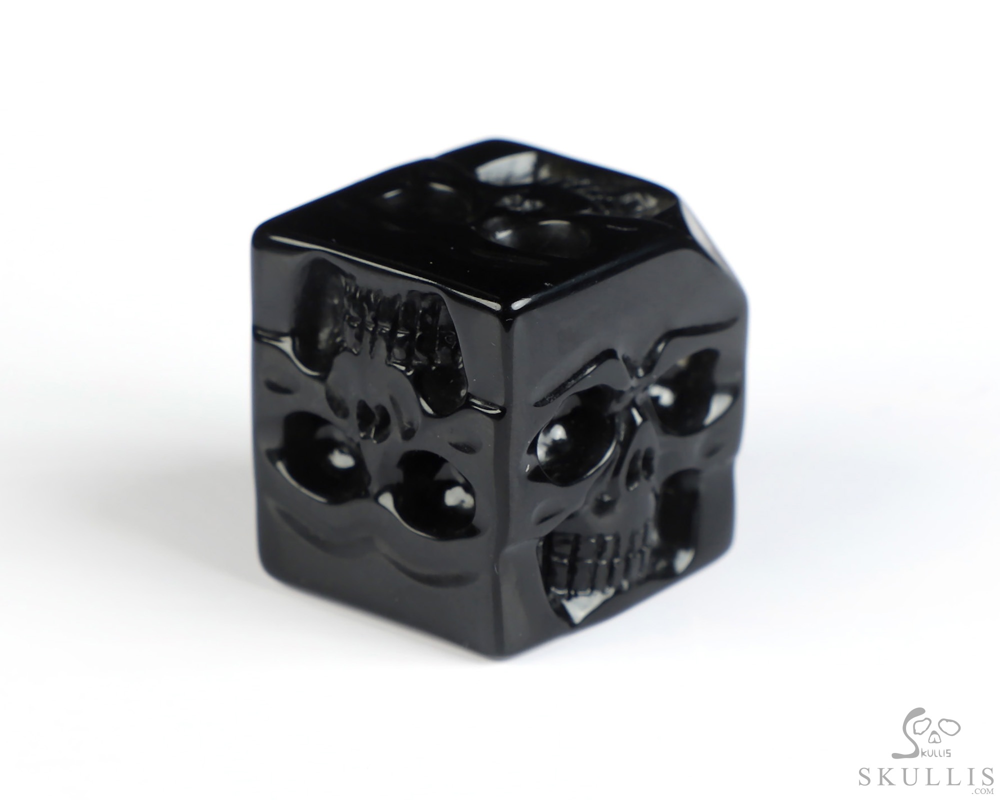 0.9" Black Obsidian Hand Carved Crystal Skull Cube Fine Art Sculpture, Crystal Healing 0.9" Black Obsidian Hand Carved Crystal Skull Cube Fine Art Sculpture, Crystal Healing