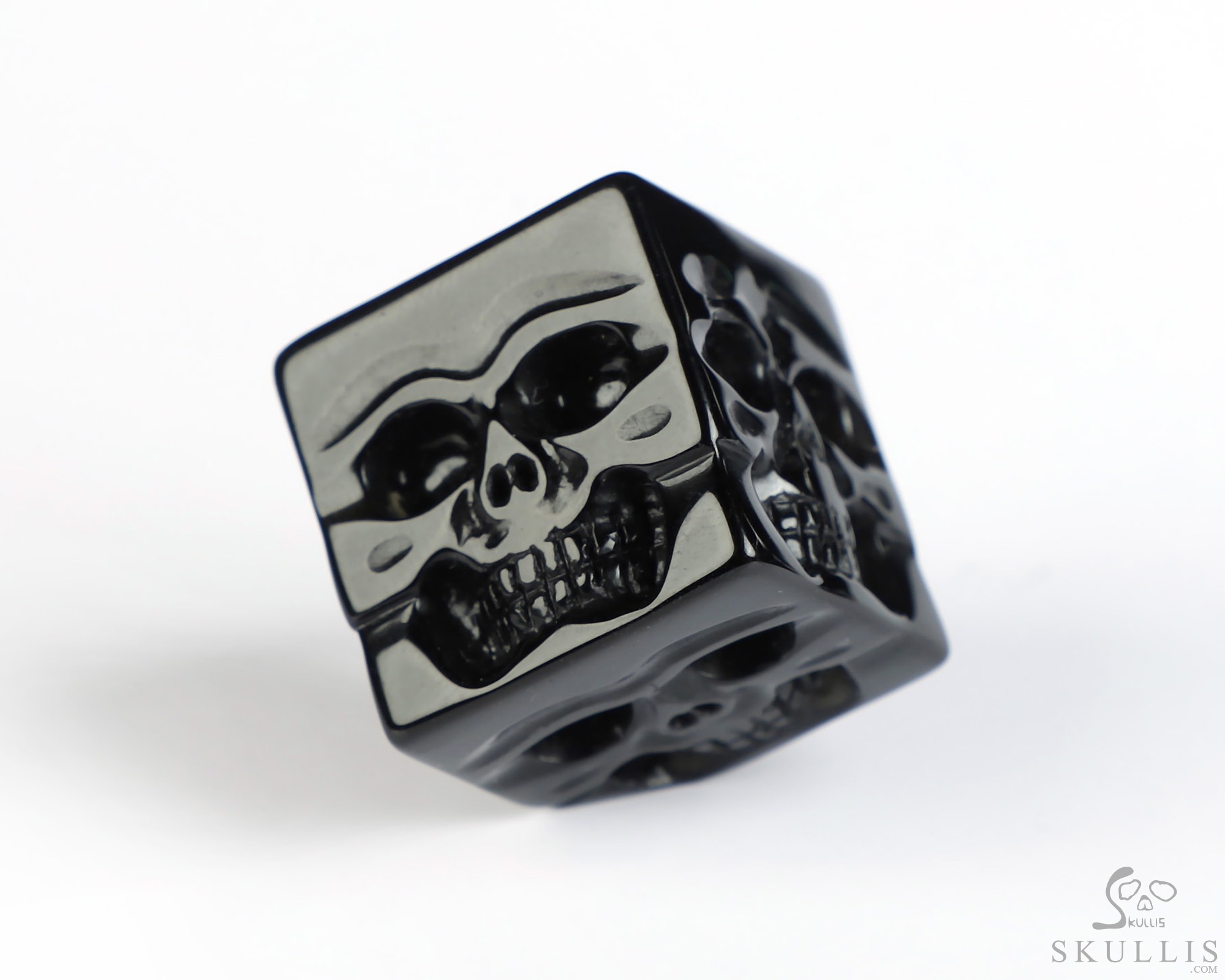 0.9" Black Obsidian Hand Carved Crystal Skull Cube Fine Art Sculpture, Crystal Healing 0.9" Black Obsidian Hand Carved Crystal Skull Cube Fine Art Sculpture, Crystal Healing