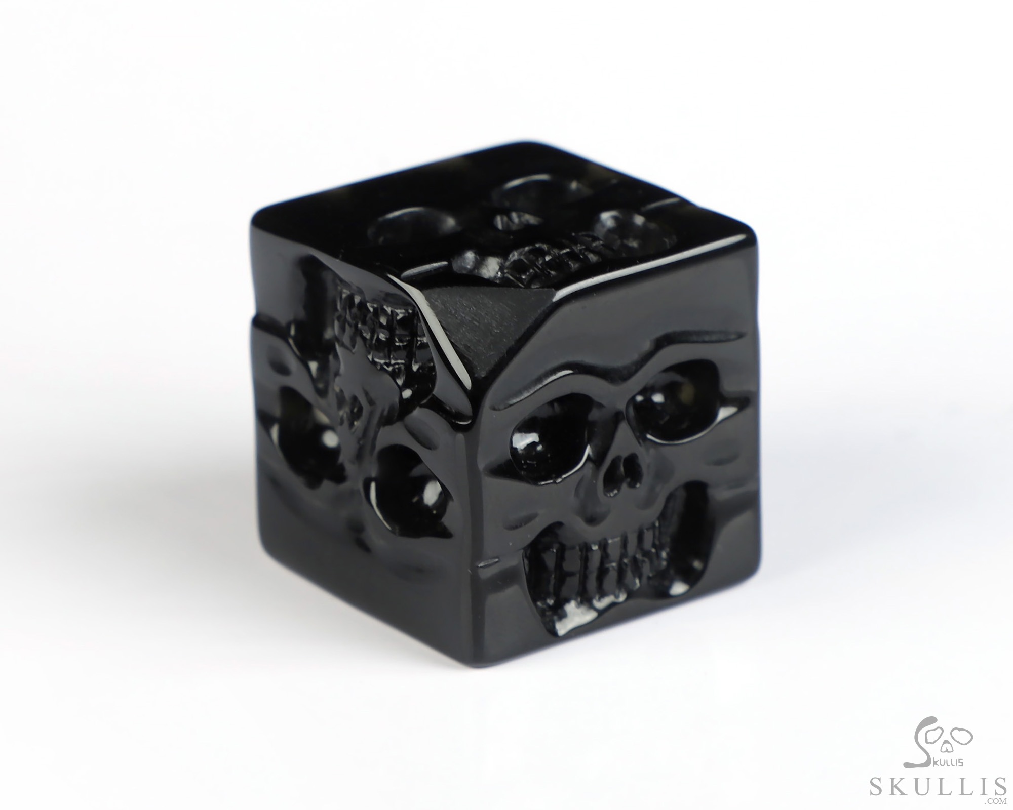 0.9" Black Obsidian Hand Carved Crystal Skull Cube Fine Art Sculpture, Crystal Healing 0.9" Black Obsidian Hand Carved Crystal Skull Cube Fine Art Sculpture, Crystal Healing