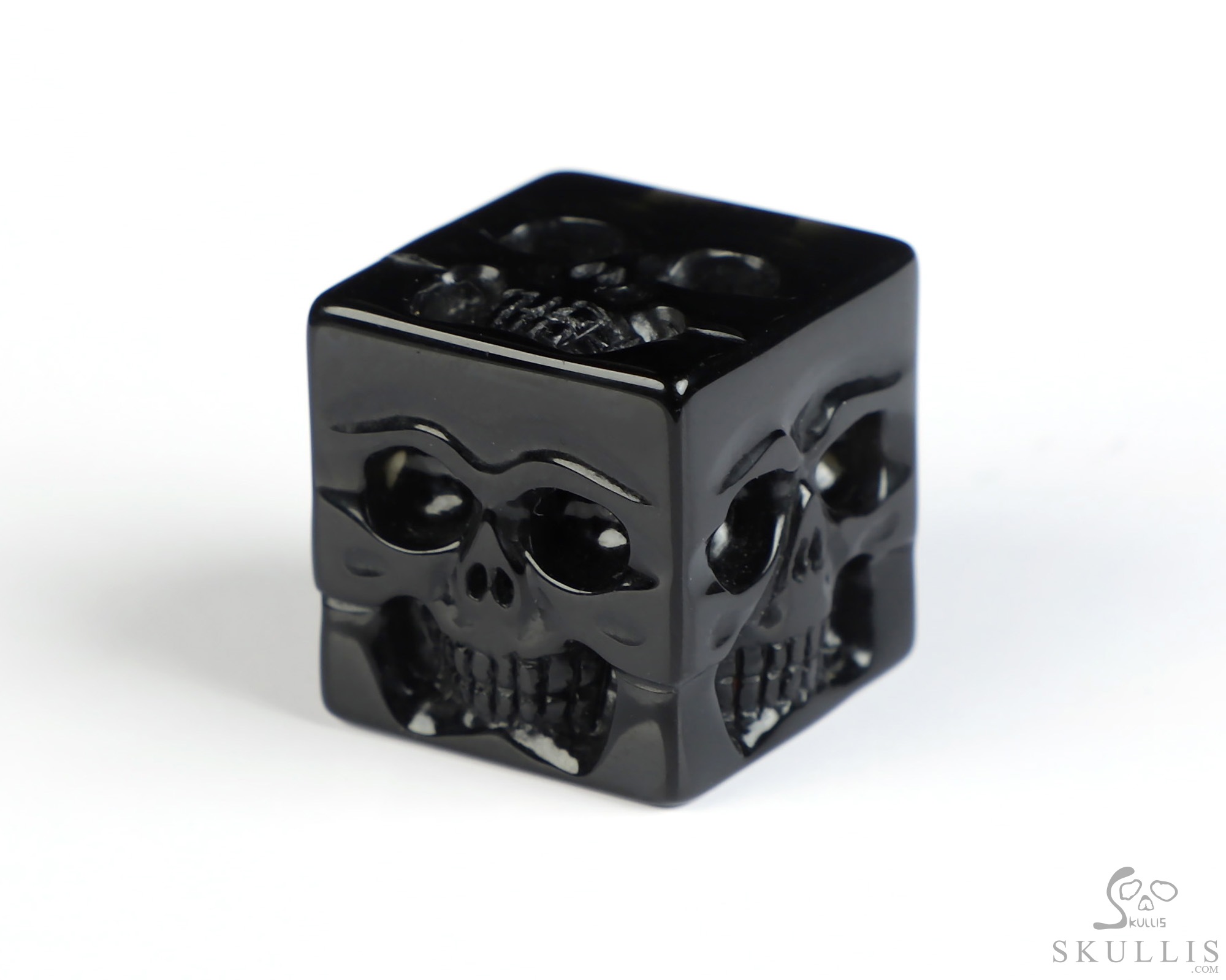 0.9" Black Obsidian Hand Carved Crystal Skull Cube Fine Art Sculpture, Crystal Healing 0.9" Black Obsidian Hand Carved Crystal Skull Cube Fine Art Sculpture, Crystal Healing
