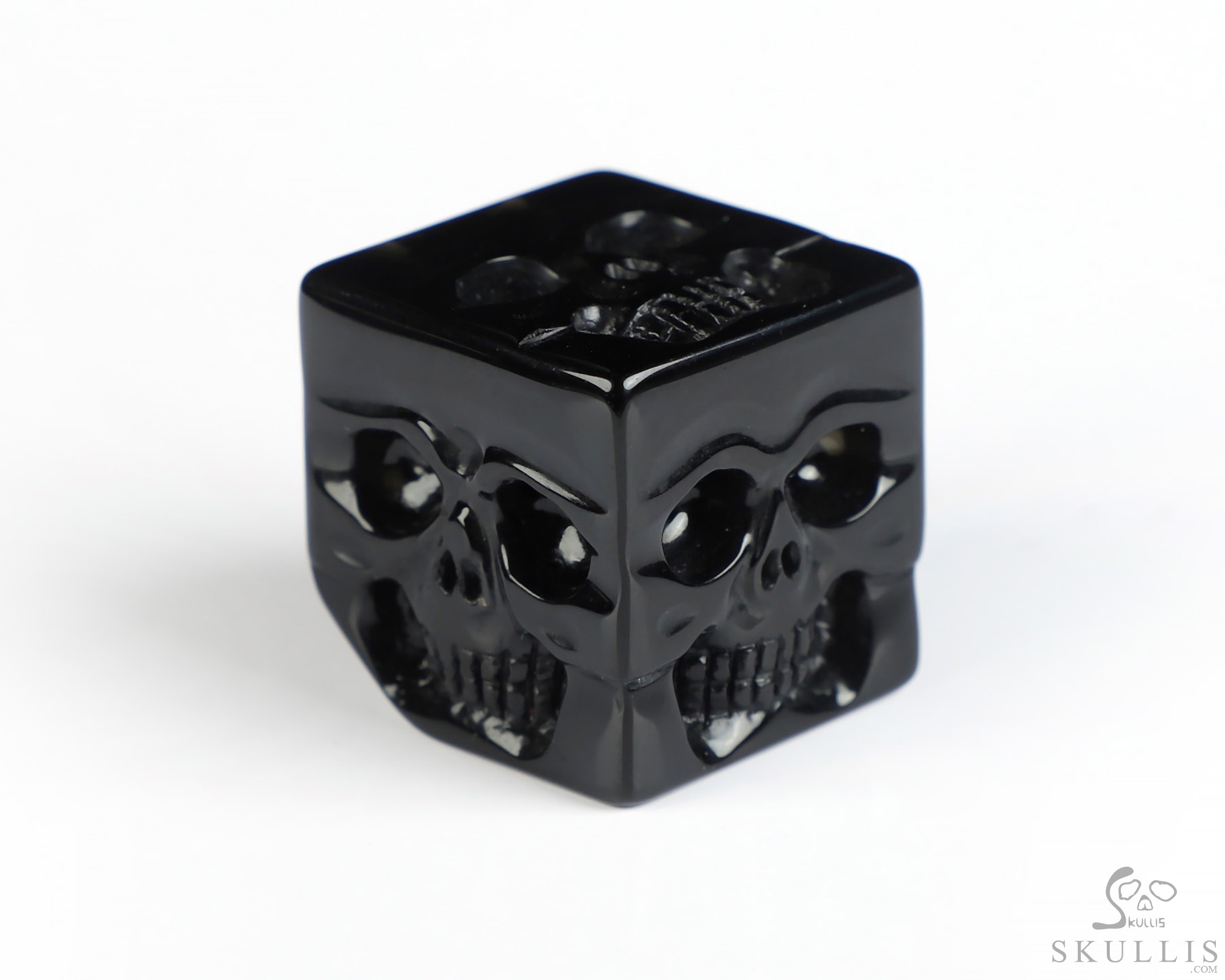 0.9" Black Obsidian Hand Carved Crystal Skull Cube Fine Art Sculpture, Crystal Healing 0.9" Black Obsidian Hand Carved Crystal Skull Cube Fine Art Sculpture, Crystal Healing