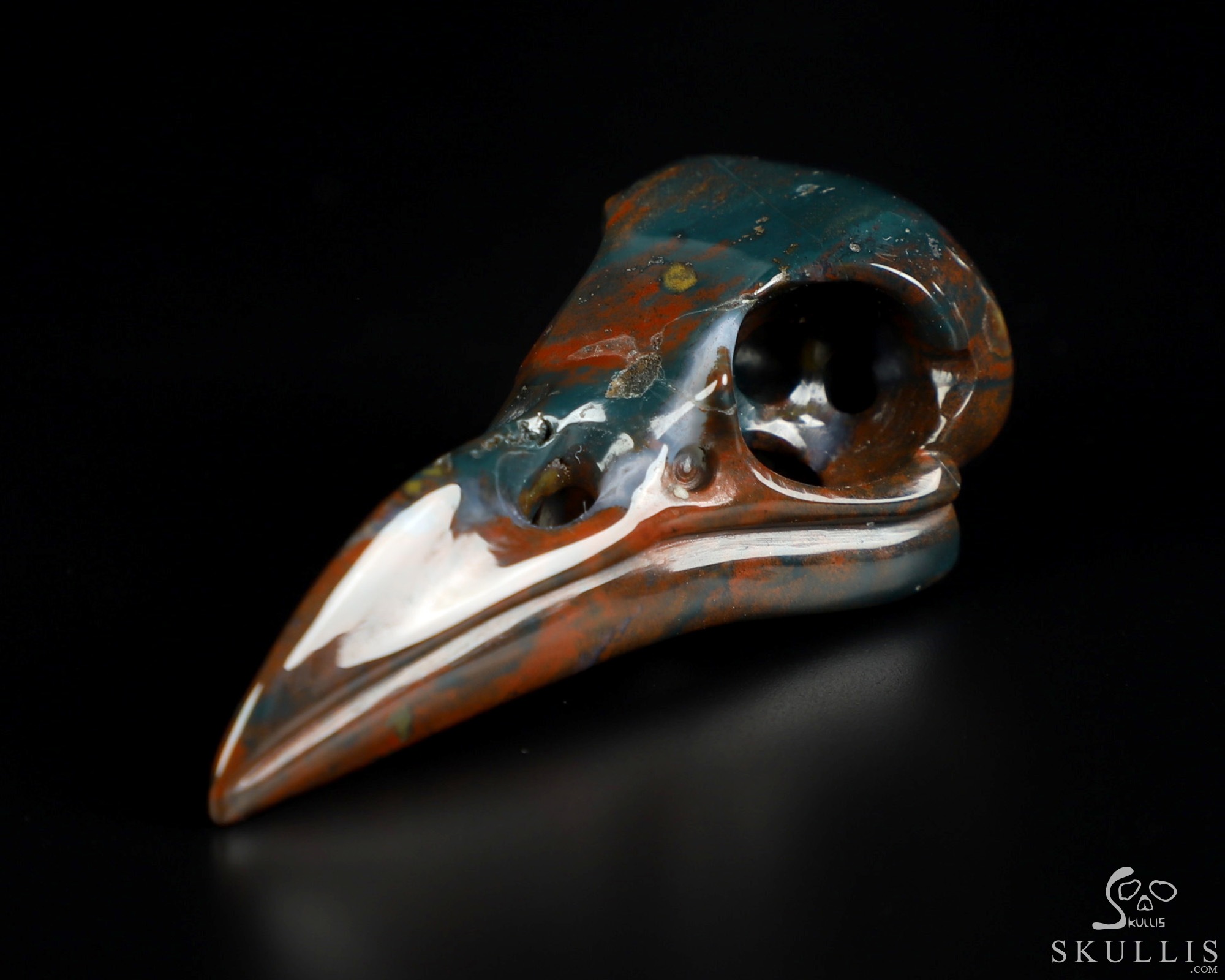 Necklace of 2.3" Indian Agate Hand Carved Crystal Skull Pendant, Skull Jewelry Necklace of 2.3" Indian Agate Hand Carved Crystal Skull Pendant, Skull Jewelry