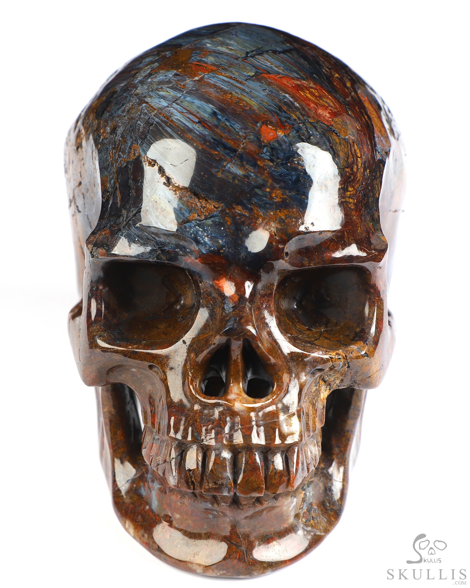 5.3" Pietersite Hand Carved Crystal Skull, Super Realistic, Crystal Healing 5.3" Pietersite Hand Carved Crystal Skull, Super Realistic, Crystal Healing