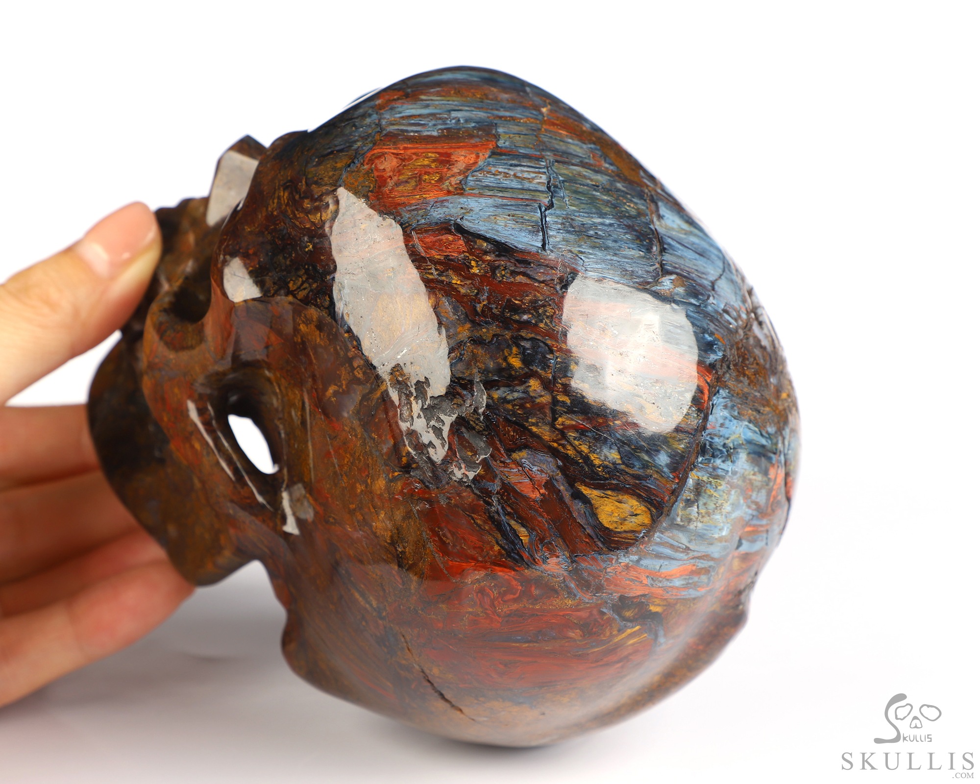 5.3" Pietersite Hand Carved Crystal Skull, Super Realistic, Crystal Healing 5.3" Pietersite Hand Carved Crystal Skull, Super Realistic, Crystal Healing
