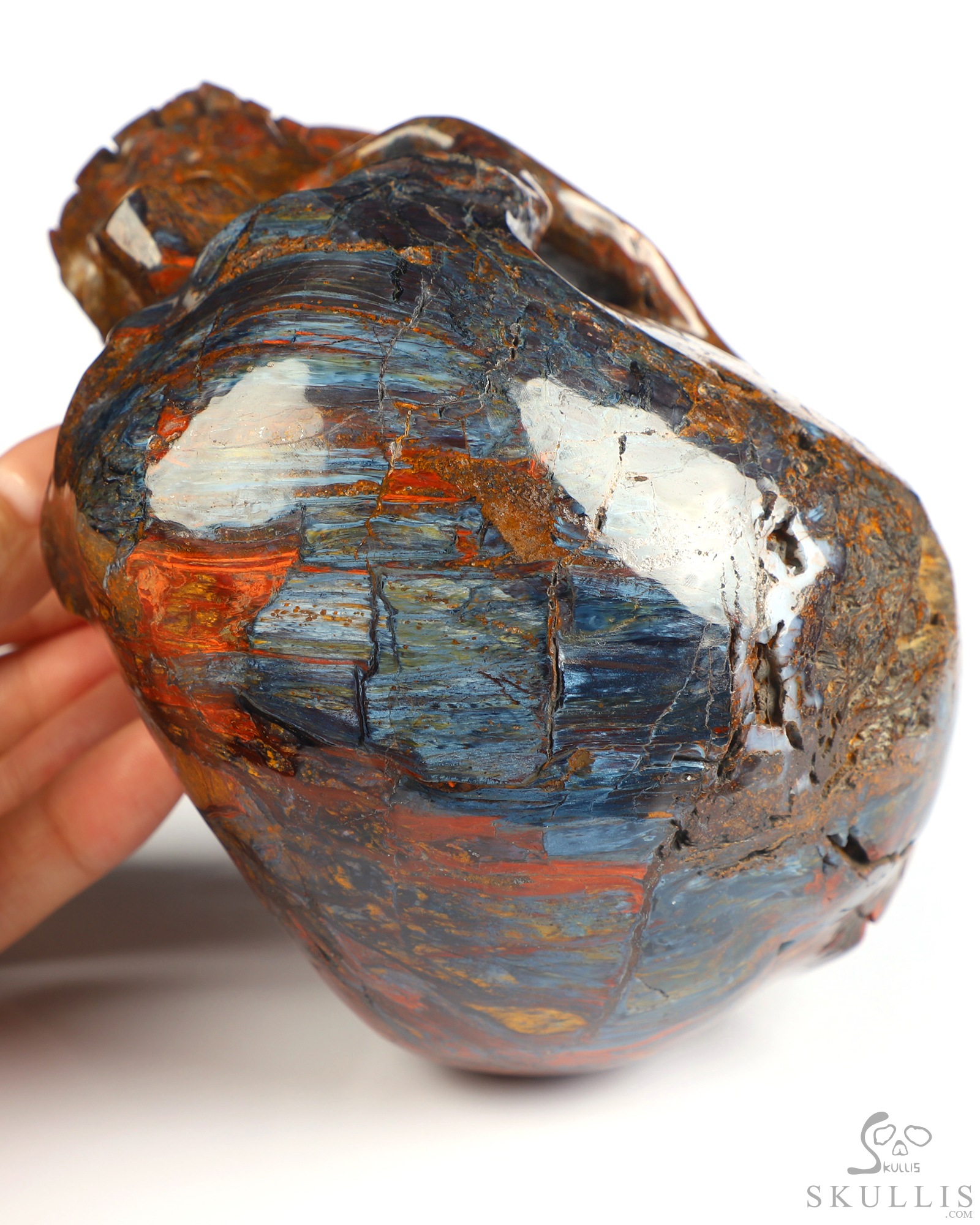 5.3" Pietersite Hand Carved Crystal Skull, Super Realistic, Crystal Healing 5.3" Pietersite Hand Carved Crystal Skull, Super Realistic, Crystal Healing