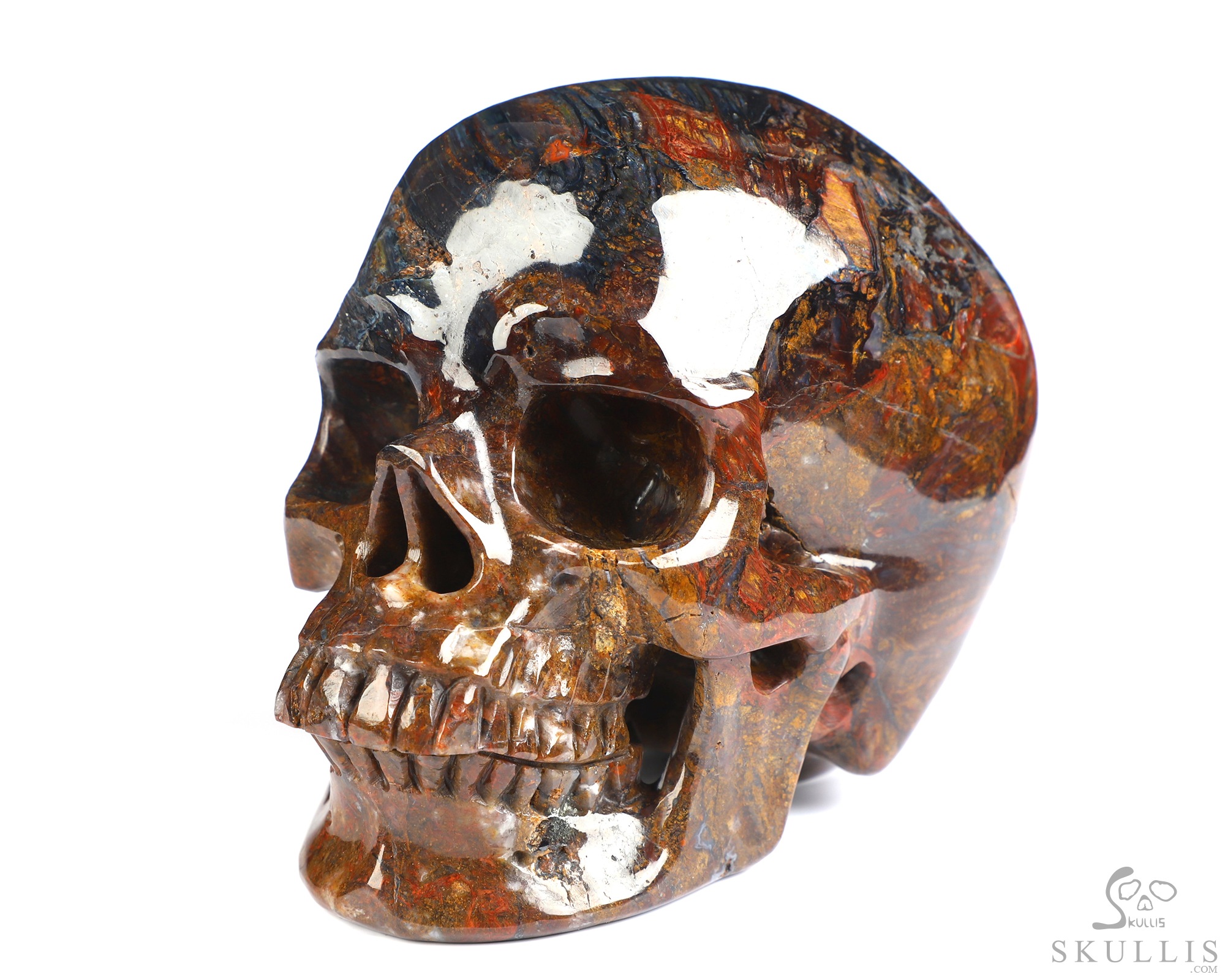 5.3" Pietersite Hand Carved Crystal Skull, Super Realistic, Crystal Healing 5.3" Pietersite Hand Carved Crystal Skull, Super Realistic, Crystal Healing