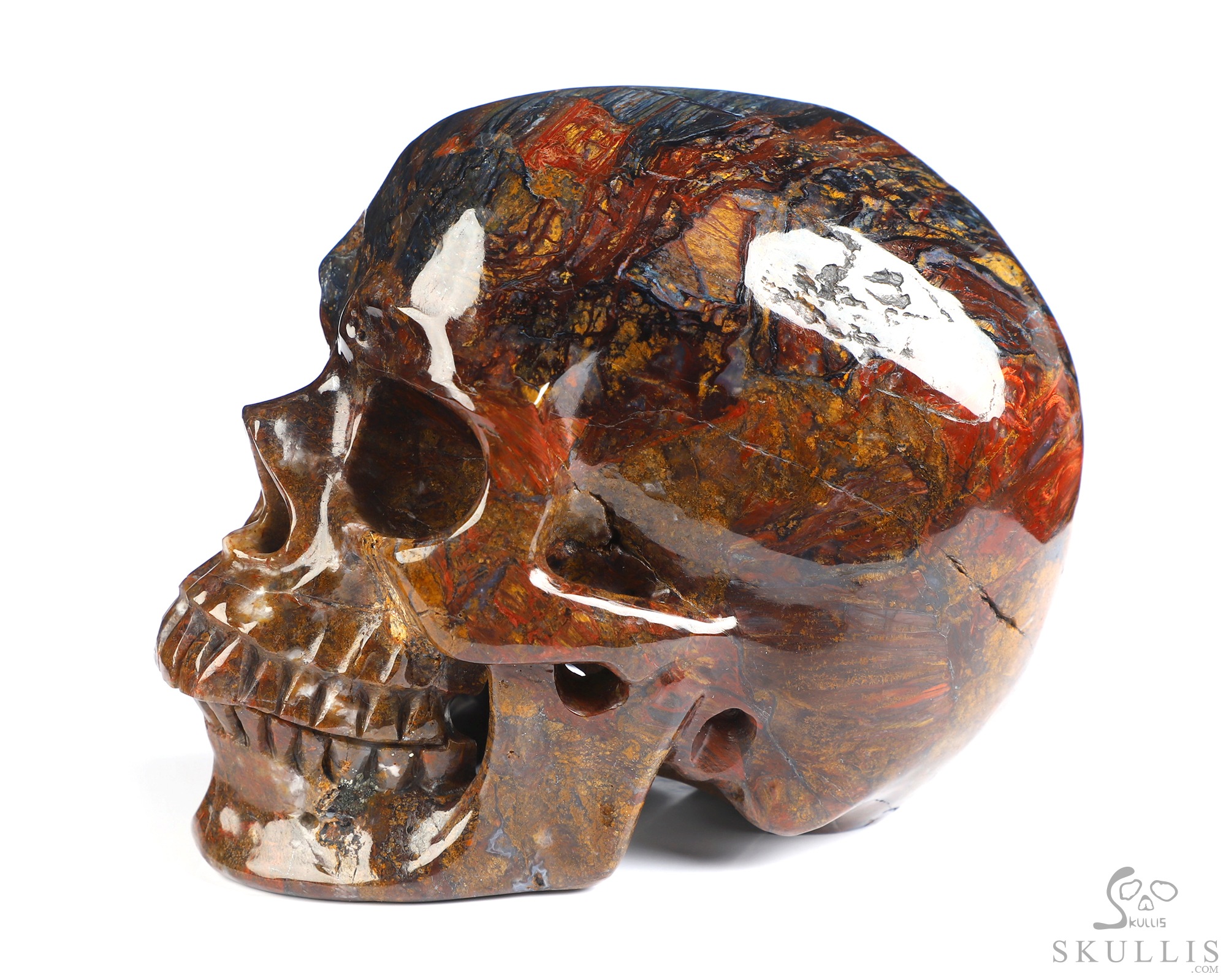 5.3" Pietersite Hand Carved Crystal Skull, Super Realistic, Crystal Healing 5.3" Pietersite Hand Carved Crystal Skull, Super Realistic, Crystal Healing
