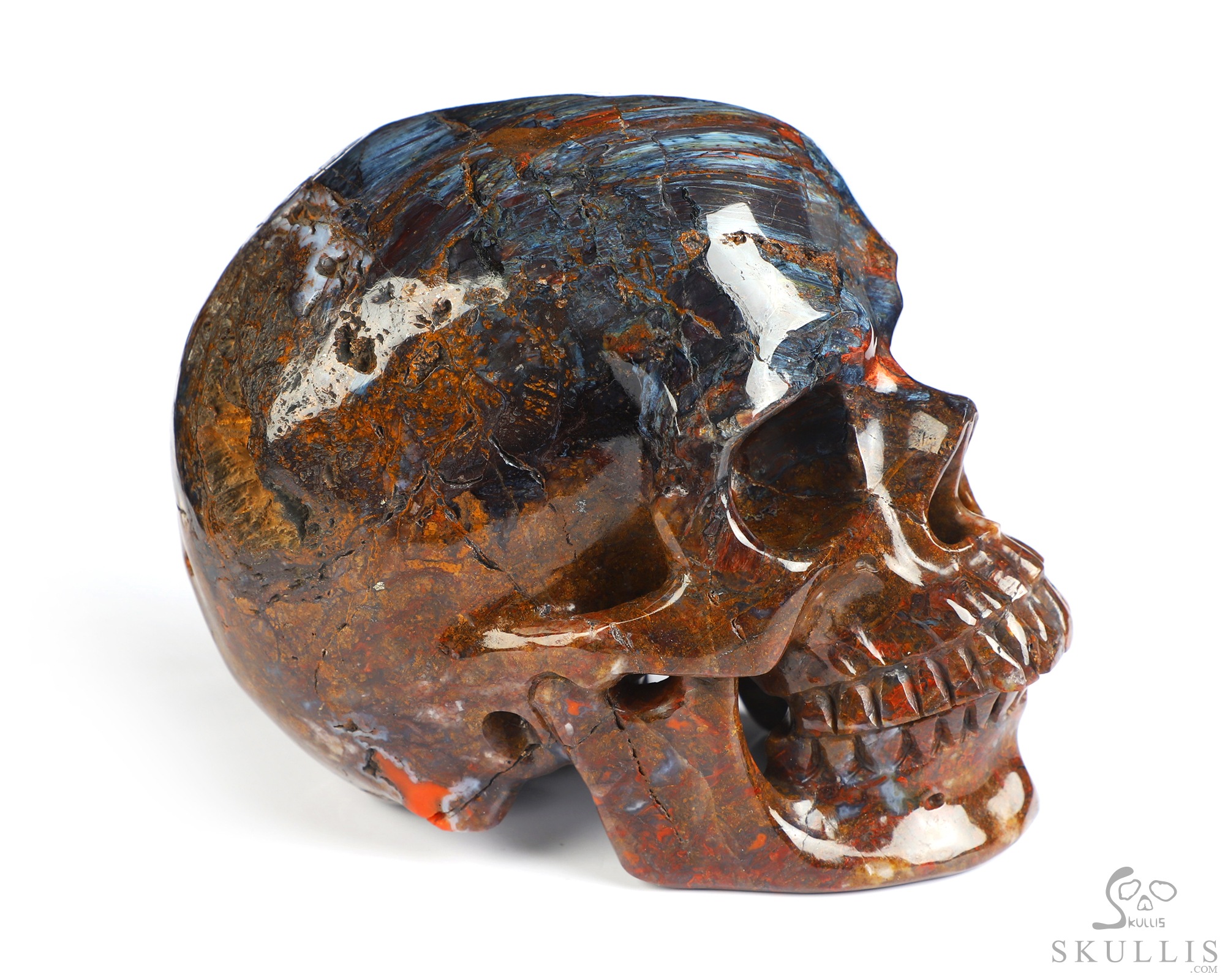 5.3" Pietersite Hand Carved Crystal Skull, Super Realistic, Crystal Healing 5.3" Pietersite Hand Carved Crystal Skull, Super Realistic, Crystal Healing
