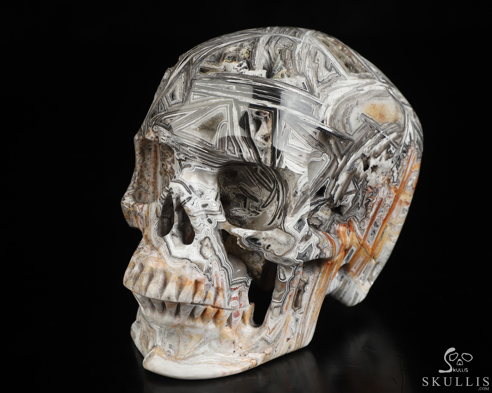 5.1" Lattice Agate Hand Carved Crystal Skull, Super Realistic, Crystal Healing 5.1" Lattice Agate Hand Carved Crystal Skull, Super Realistic, Crystal Healing