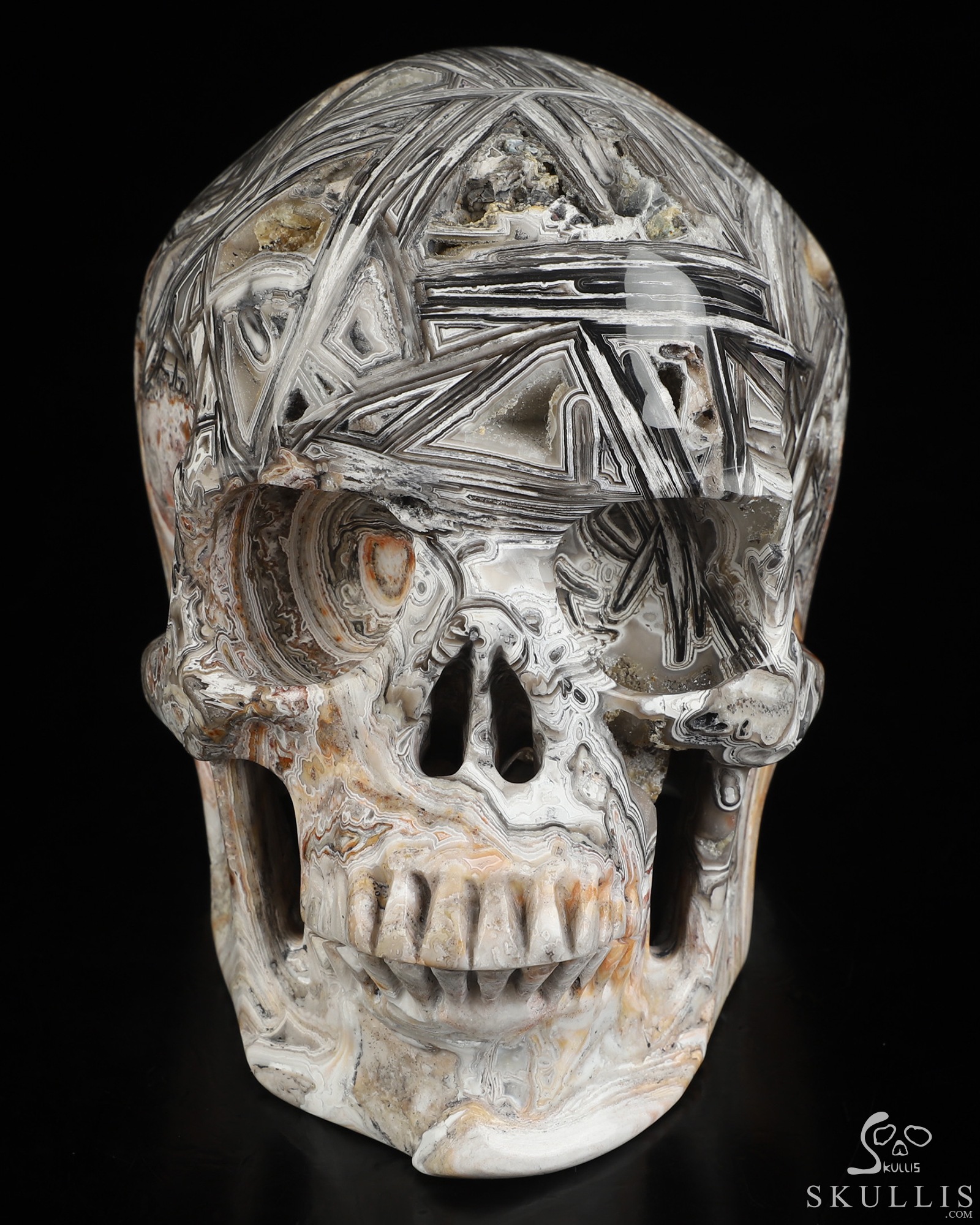 5.1" Lattice Agate Hand Carved Crystal Skull, Super Realistic, Crystal Healing 5.1" Lattice Agate Hand Carved Crystal Skull, Super Realistic, Crystal Healing