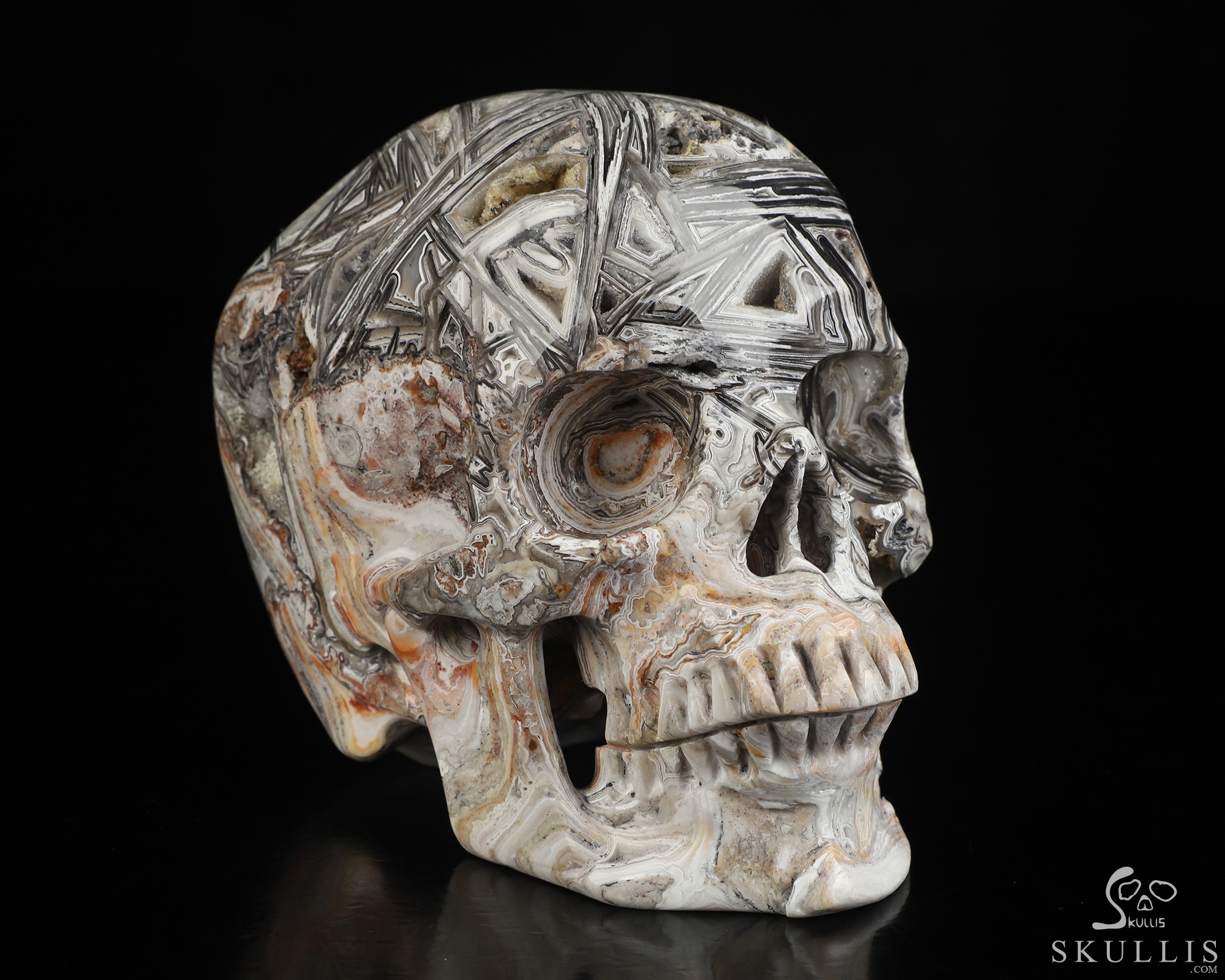 5.1" Lattice Agate Hand Carved Crystal Skull, Super Realistic, Crystal Healing 5.1" Lattice Agate Hand Carved Crystal Skull, Super Realistic, Crystal Healing