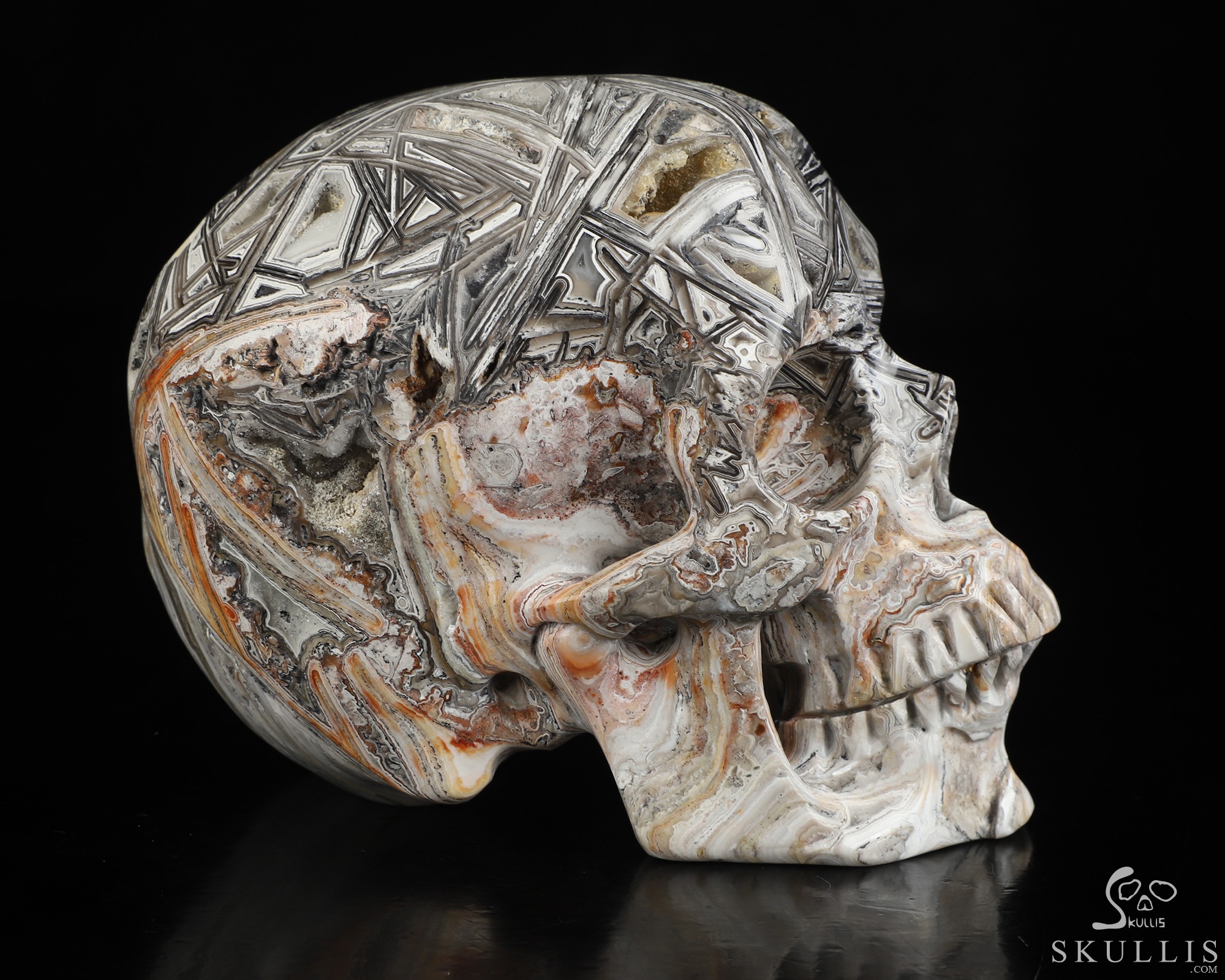 5.1" Lattice Agate Hand Carved Crystal Skull, Super Realistic, Crystal Healing 5.1" Lattice Agate Hand Carved Crystal Skull, Super Realistic, Crystal Healing