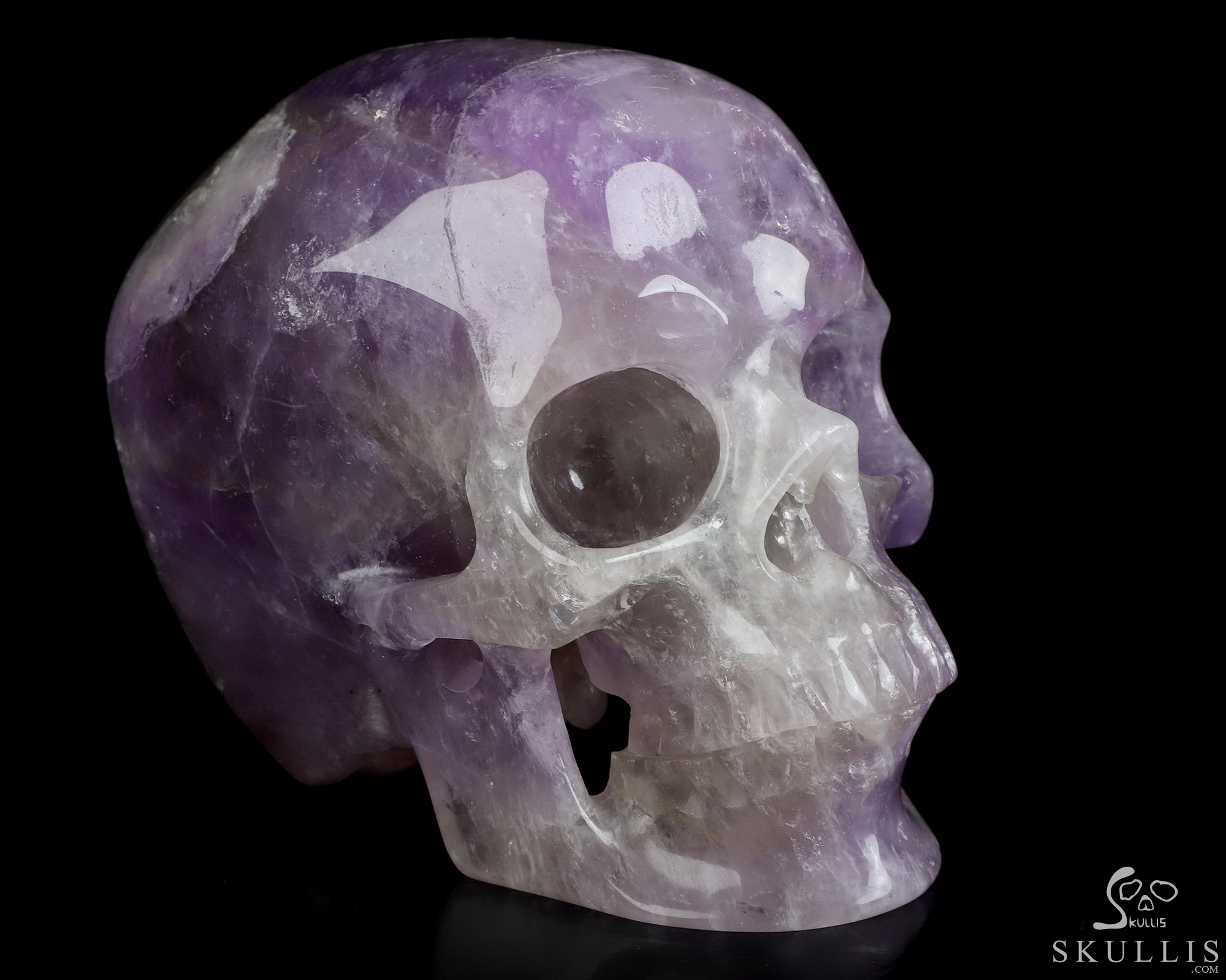 Gemstone 5.1" Amethyst Hand Carved Crystal Skull, Super Realistic, Crystal Healing Gemstone 5.1" Amethyst Hand Carved Crystal Skull, Super Realistic, Crystal Healing