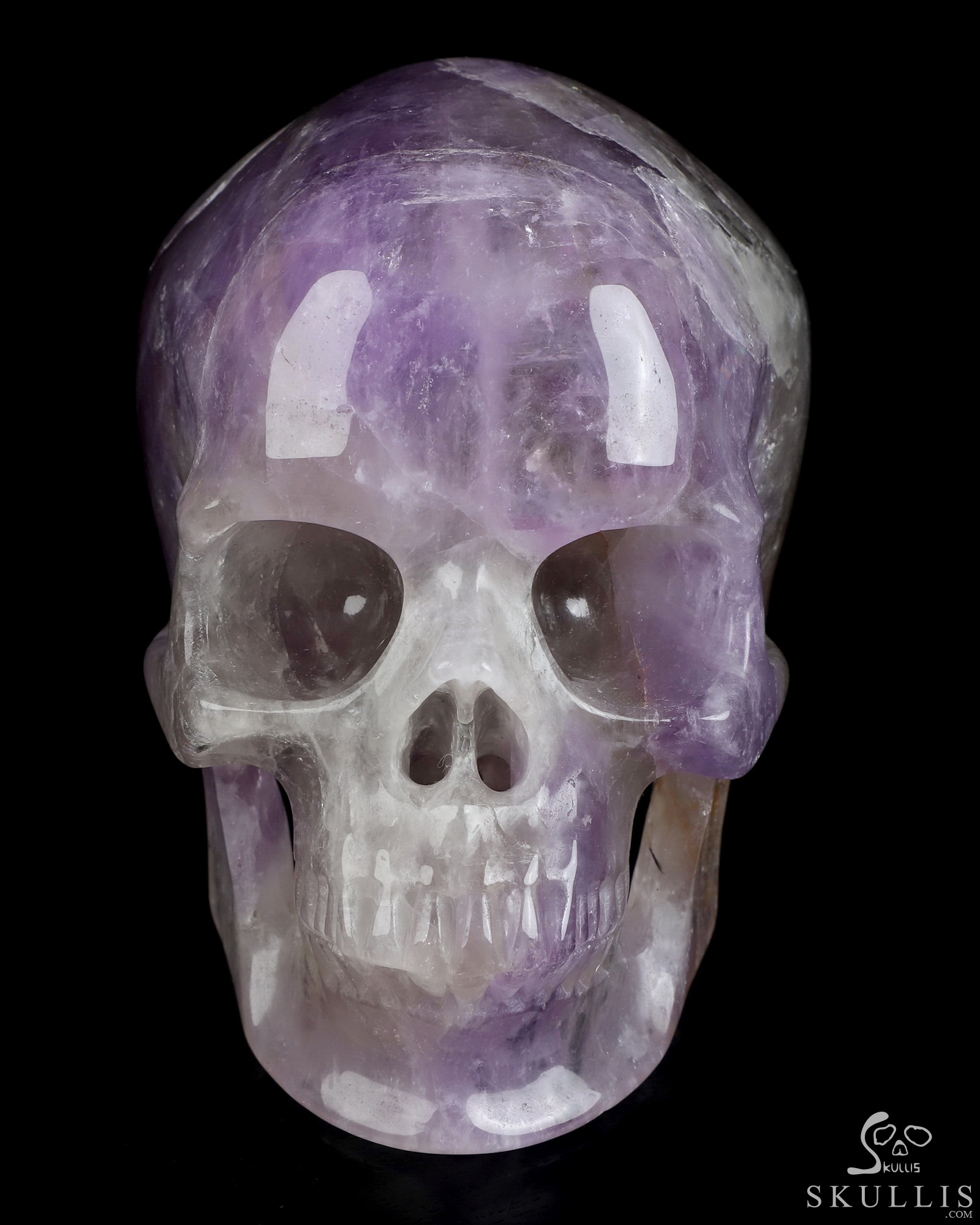 Gemstone 5.1" Amethyst Hand Carved Crystal Skull, Super Realistic, Crystal Healing Gemstone 5.1" Amethyst Hand Carved Crystal Skull, Super Realistic, Crystal Healing