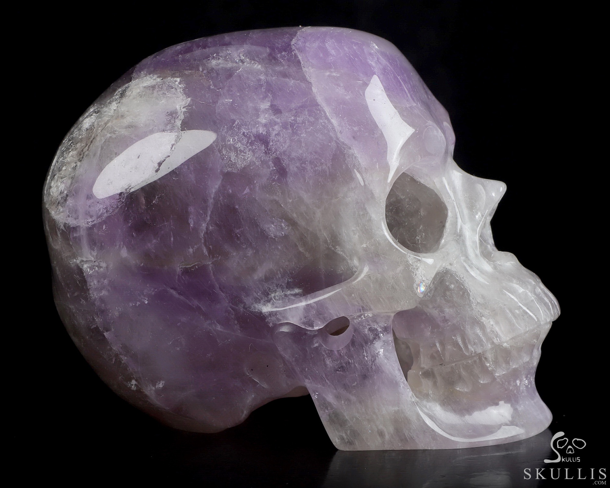 Gemstone 5.1" Amethyst Hand Carved Crystal Skull, Super Realistic, Crystal Healing Gemstone 5.1" Amethyst Hand Carved Crystal Skull, Super Realistic, Crystal Healing