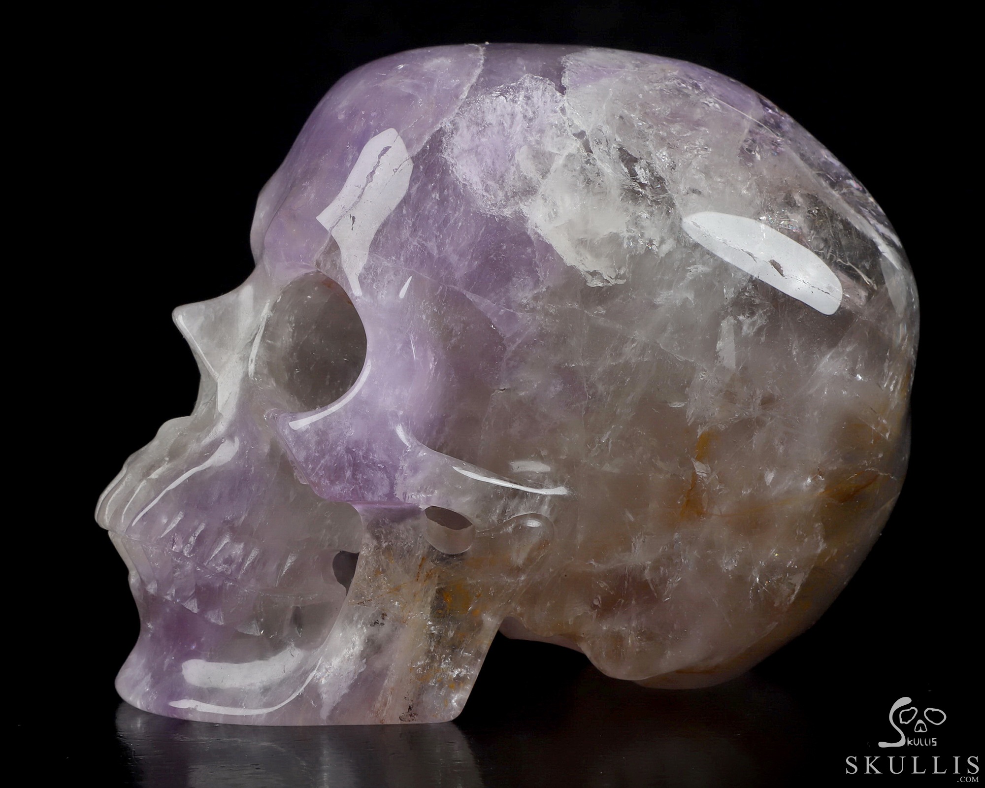 Gemstone 5.1" Amethyst Hand Carved Crystal Skull, Super Realistic, Crystal Healing Gemstone 5.1" Amethyst Hand Carved Crystal Skull, Super Realistic, Crystal Healing