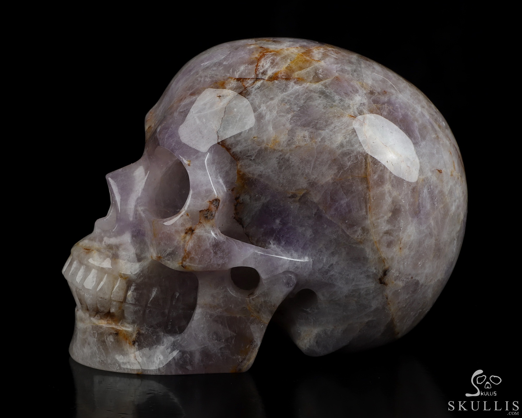 Gemstone 5.0" Amethyst Hand Carved Crystal Skull, Realistic, Crystal Healing Gemstone 5.0" Amethyst Hand Carved Crystal Skull, Realistic, Crystal Healing