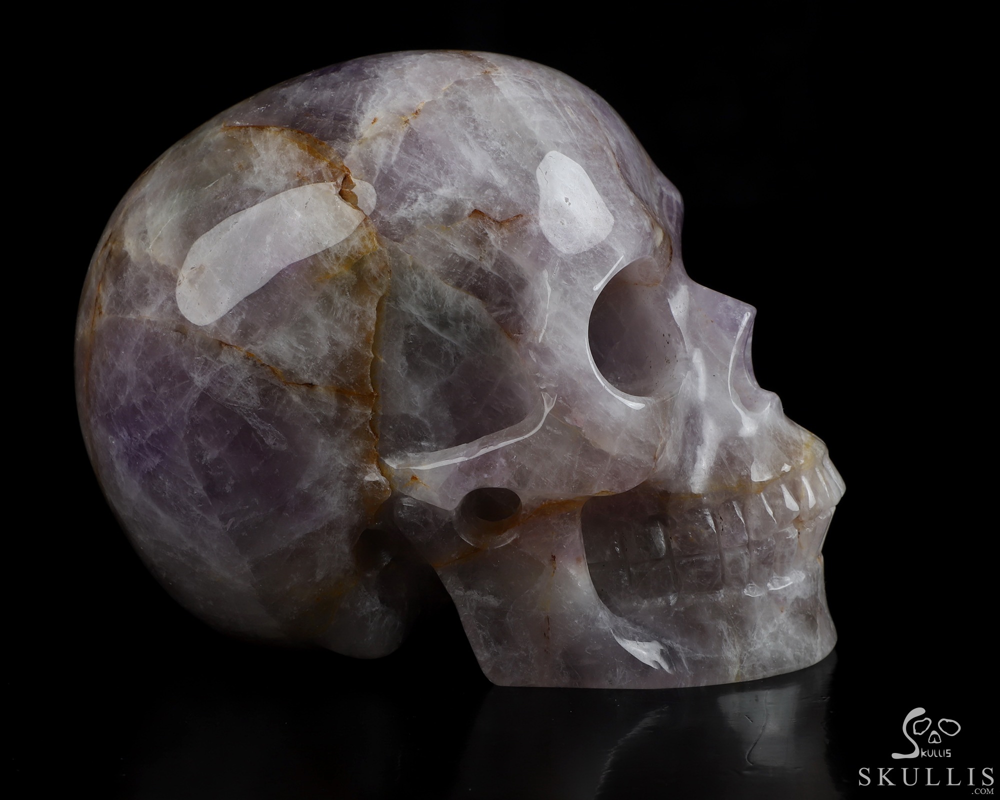 Gemstone 5.0" Amethyst Hand Carved Crystal Skull, Realistic, Crystal Healing Gemstone 5.0" Amethyst Hand Carved Crystal Skull, Realistic, Crystal Healing