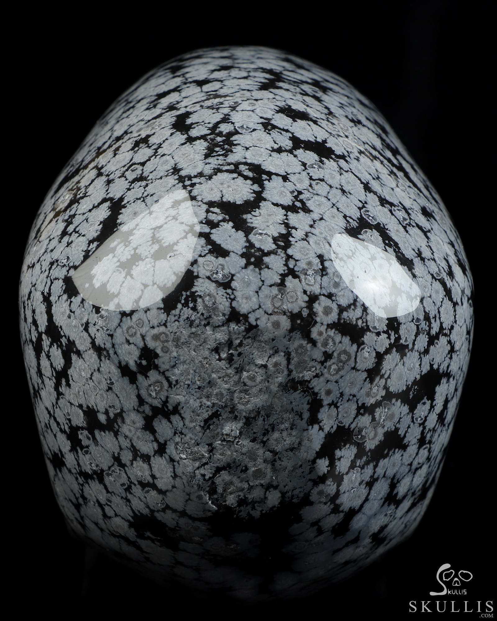 5.0" Snowflake Obsidian Hand Carved Crystal Skull, Super Realistic, Crystal Healing 5.0" Snowflake Obsidian Hand Carved Crystal Skull, Super Realistic, Crystal Healing