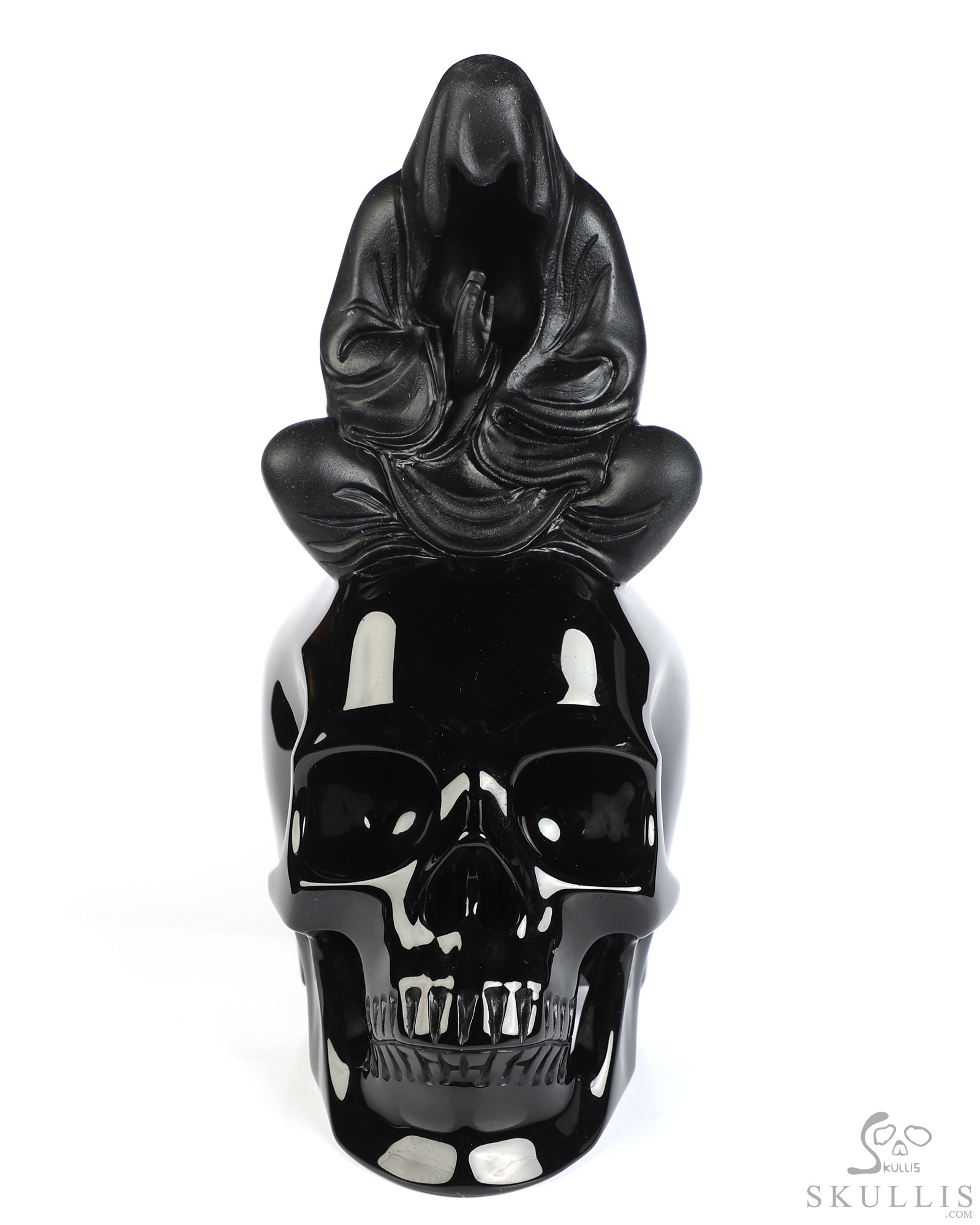 6.7" Black Obsidian Hand Carved Crystal Skull Fine Art Sculpture, Crystal Healing 6.7" Black Obsidian Hand Carved Crystal Skull Fine Art Sculpture, Crystal Healing