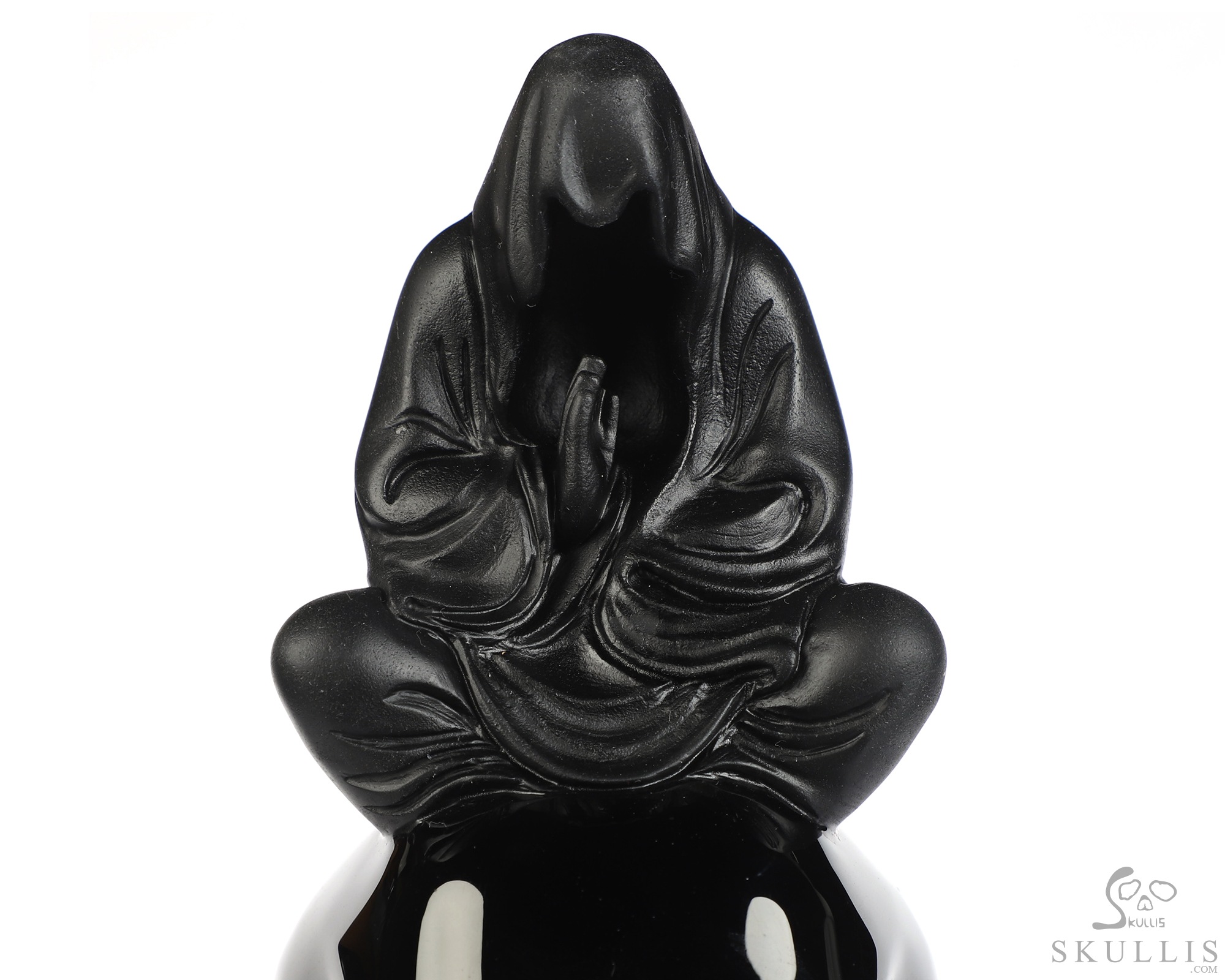 6.7" Black Obsidian Hand Carved Crystal Skull Fine Art Sculpture, Crystal Healing 6.7" Black Obsidian Hand Carved Crystal Skull Fine Art Sculpture, Crystal Healing