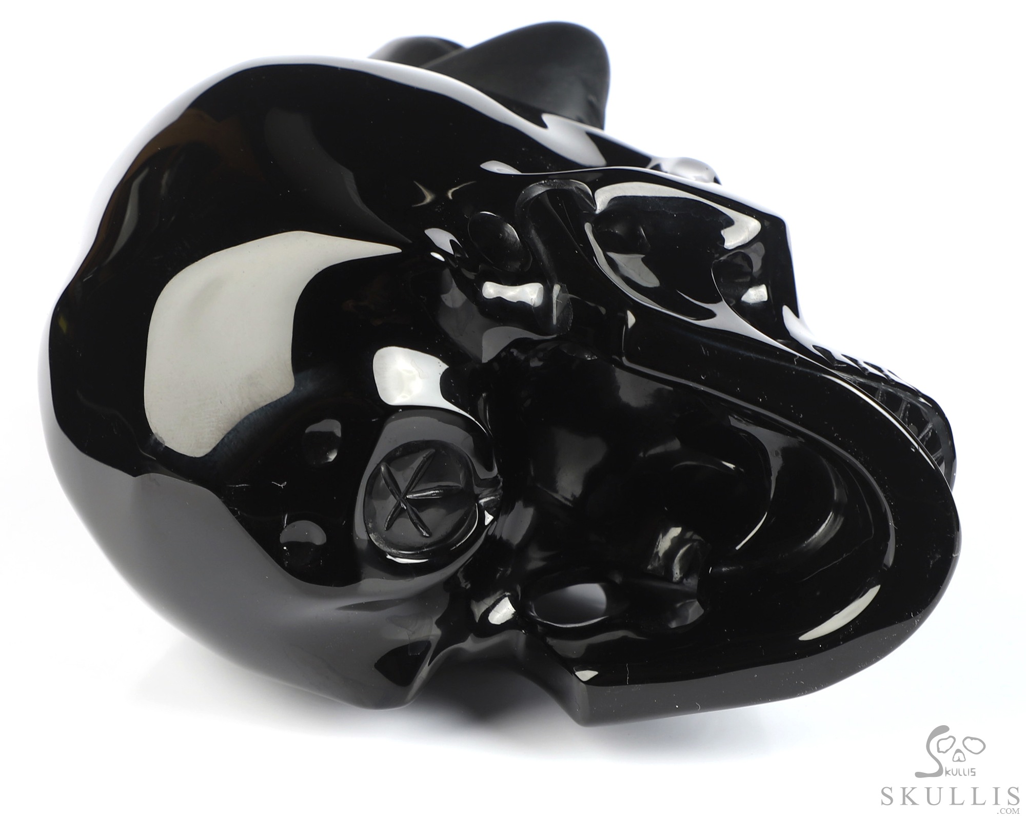 6.7" Black Obsidian Hand Carved Crystal Skull Fine Art Sculpture, Crystal Healing 6.7" Black Obsidian Hand Carved Crystal Skull Fine Art Sculpture, Crystal Healing